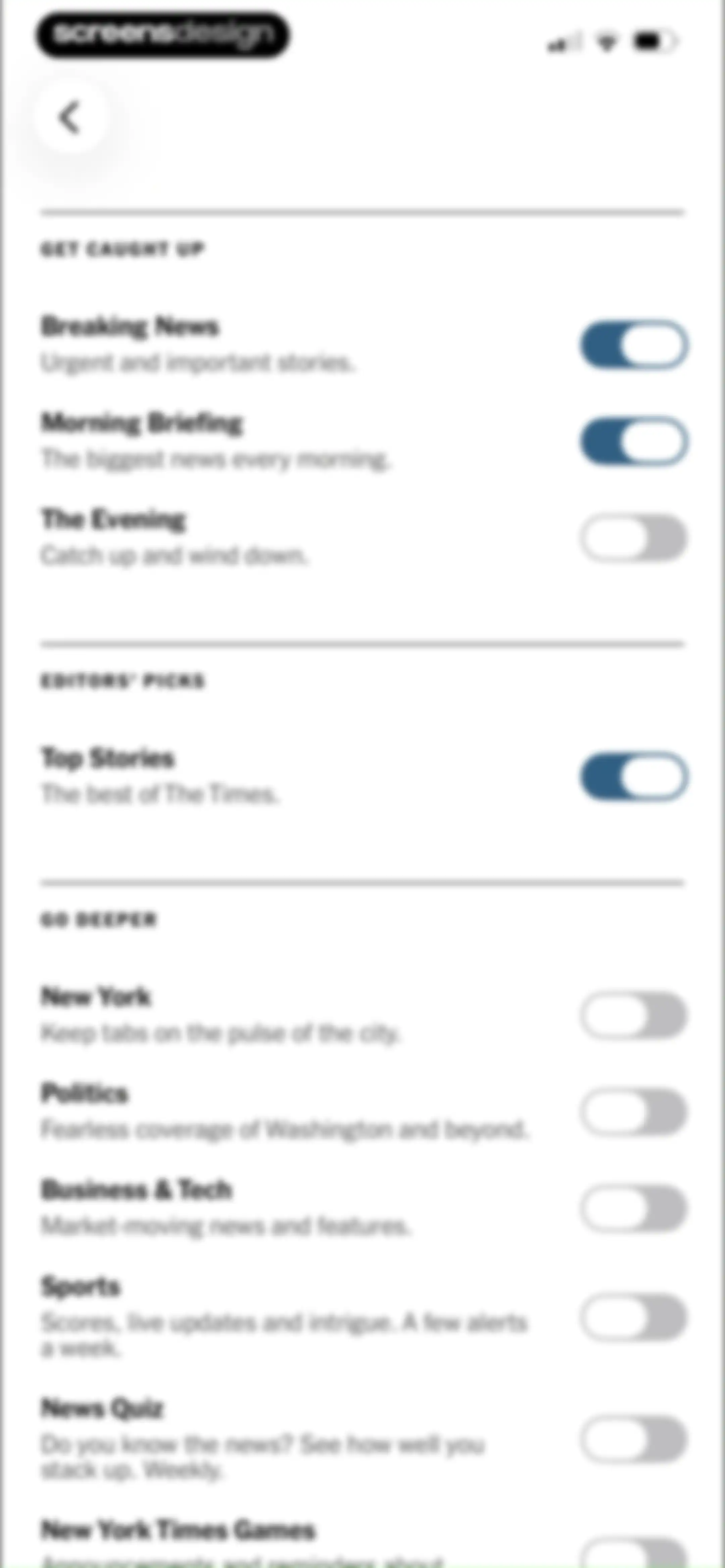 NYTimes: US and Global News screen 8