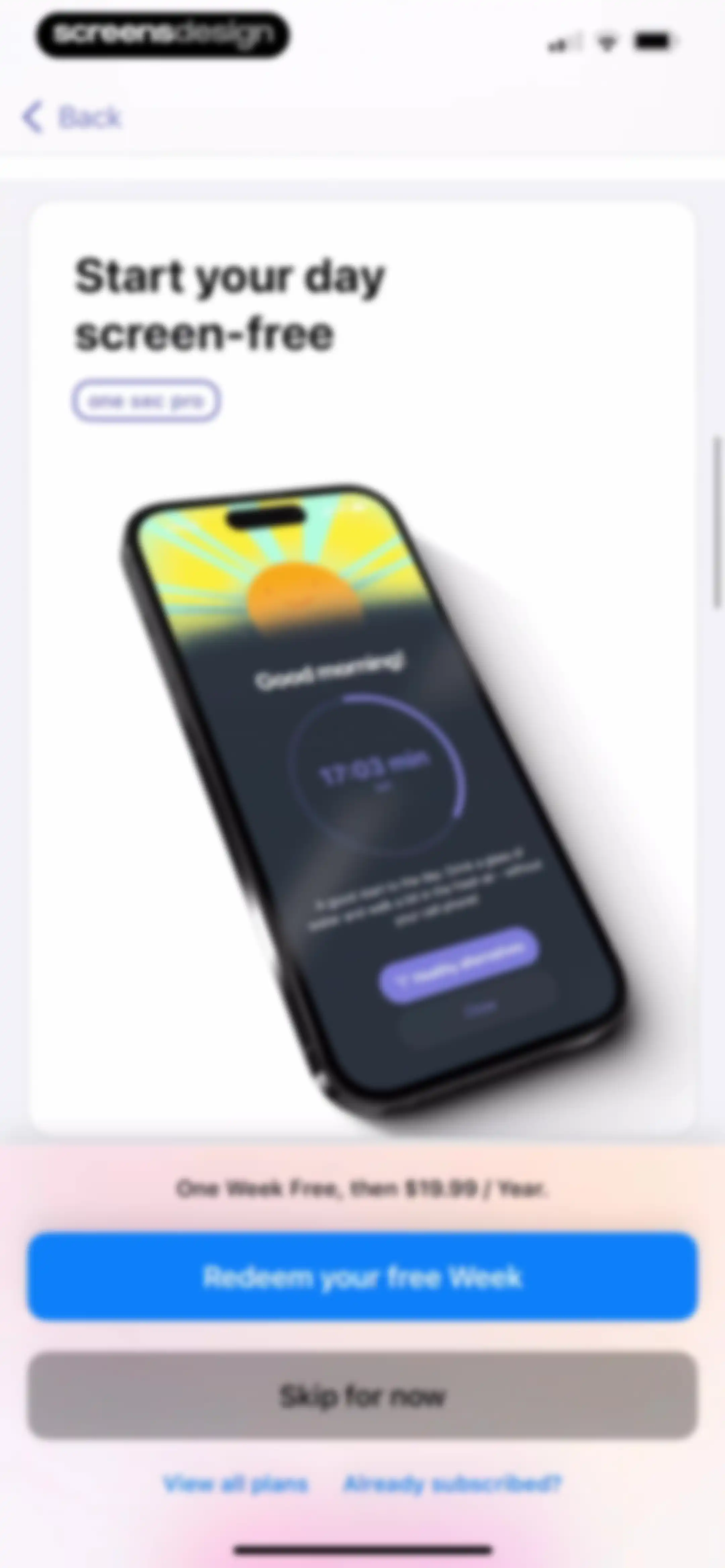 one sec | screen time + focus screen 10
