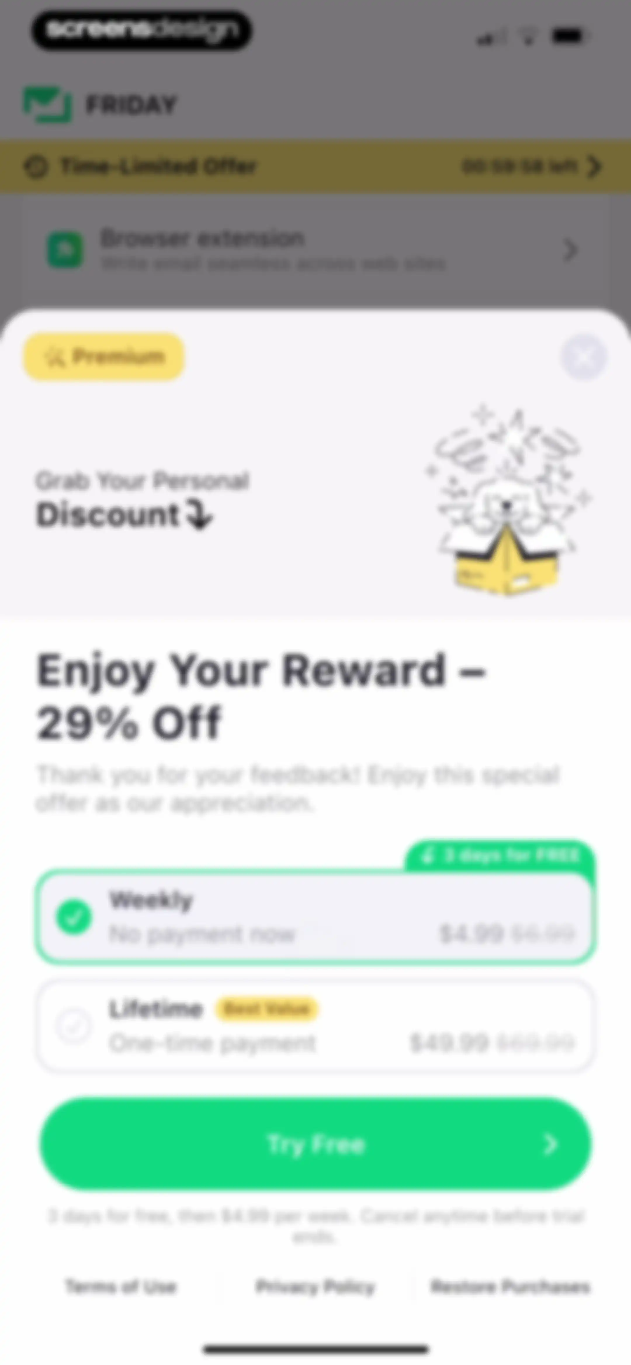 Friday AI Email Writer screen 98
