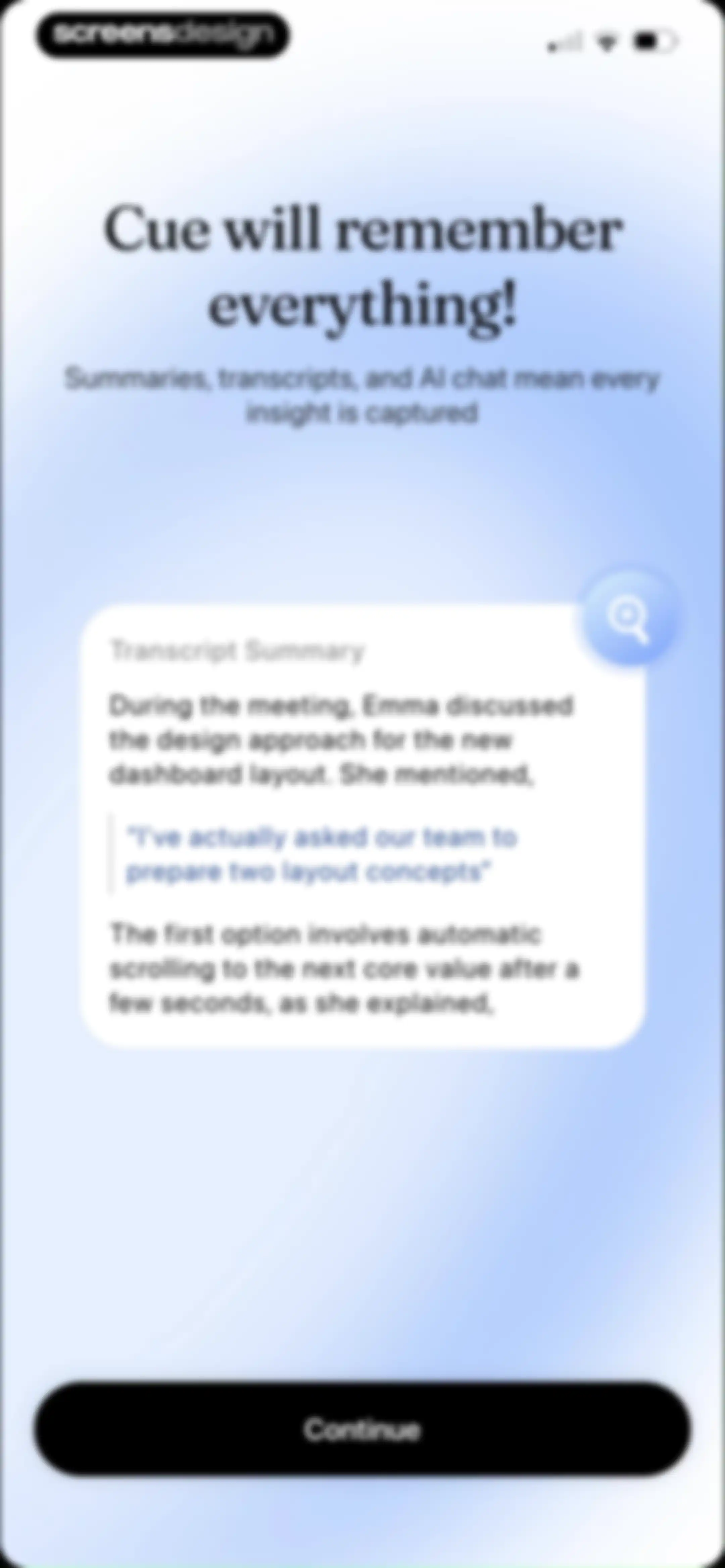 Cue: AI Note Taker & Recorder screen 7