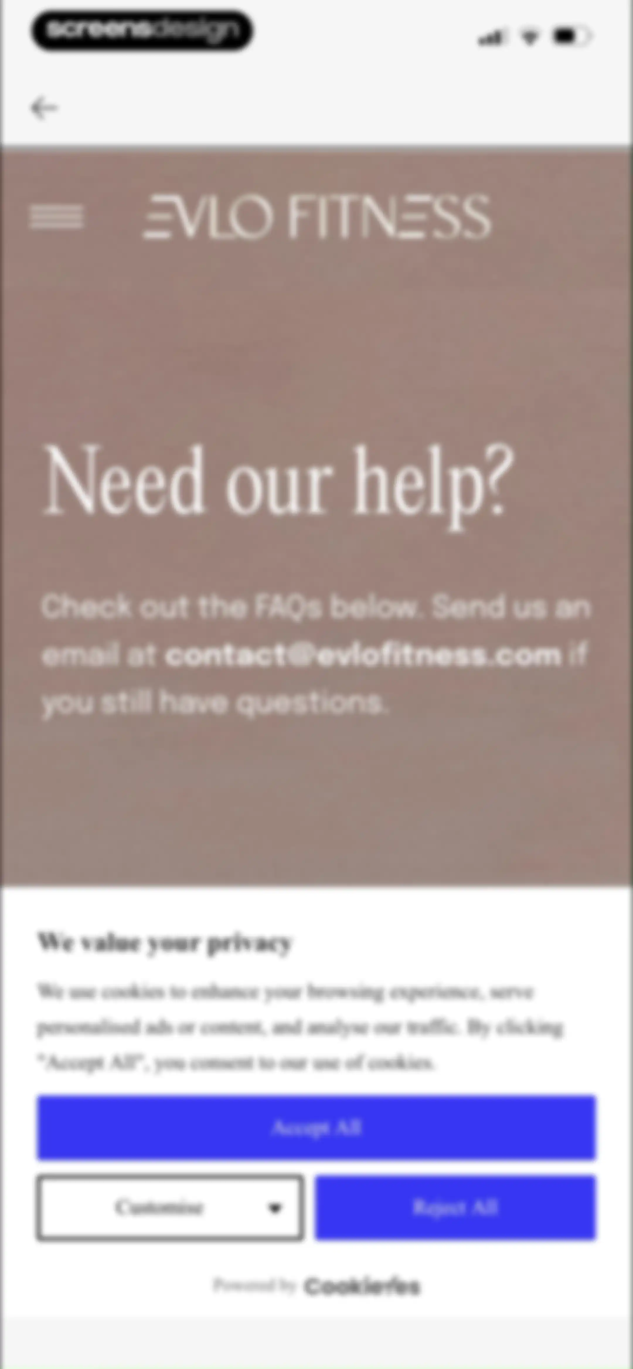 Evlo Fitness screen 91
