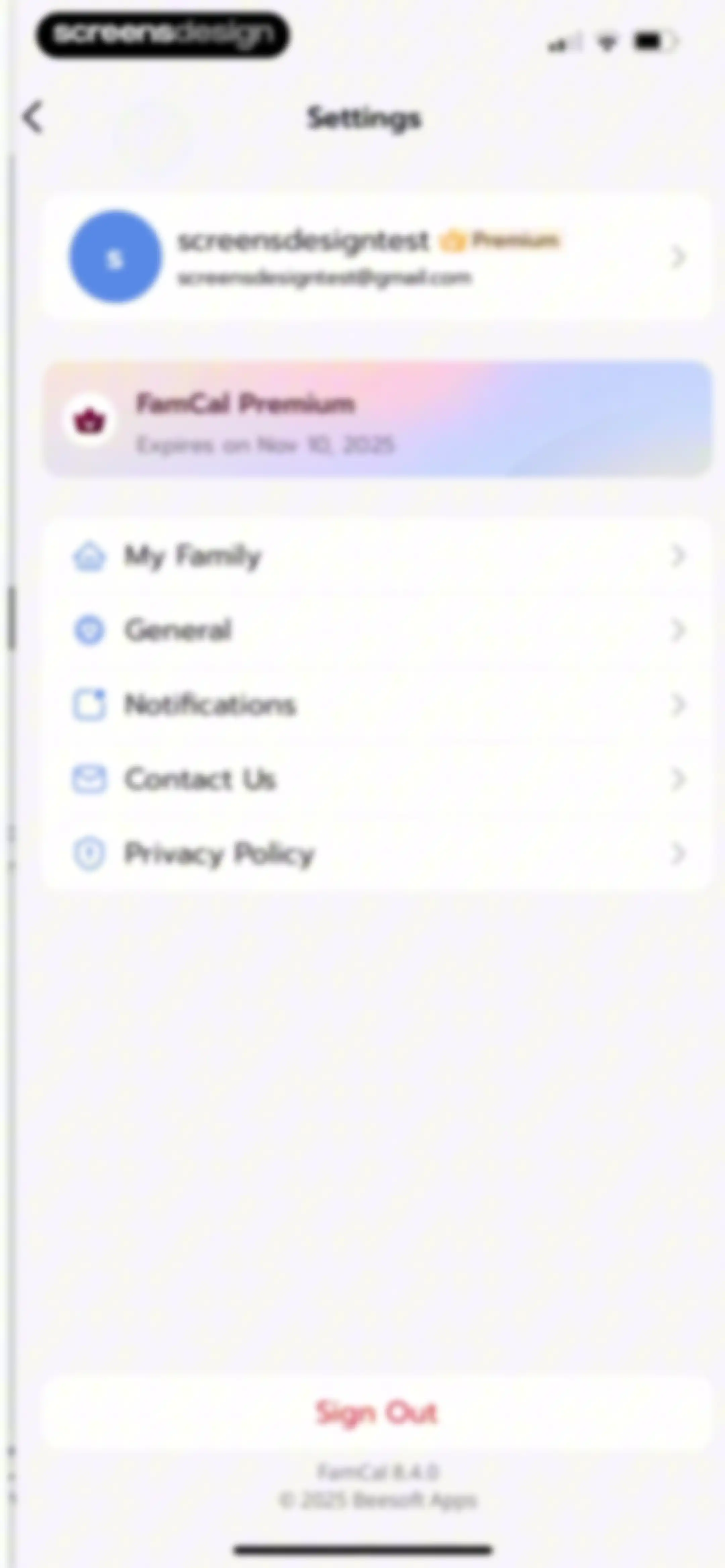 Shared Family Calendar: FamCal screen 80