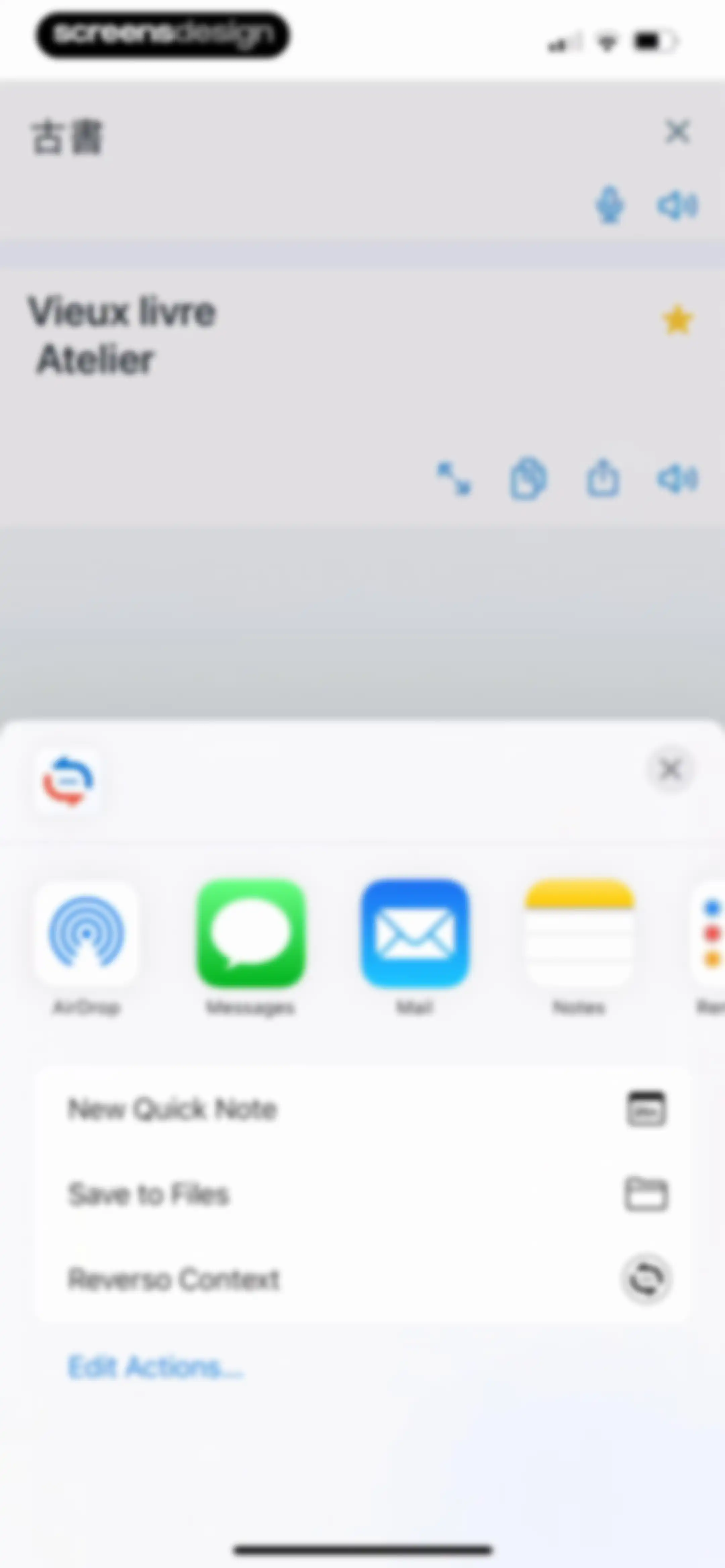 Reverso translate and learn screen 101