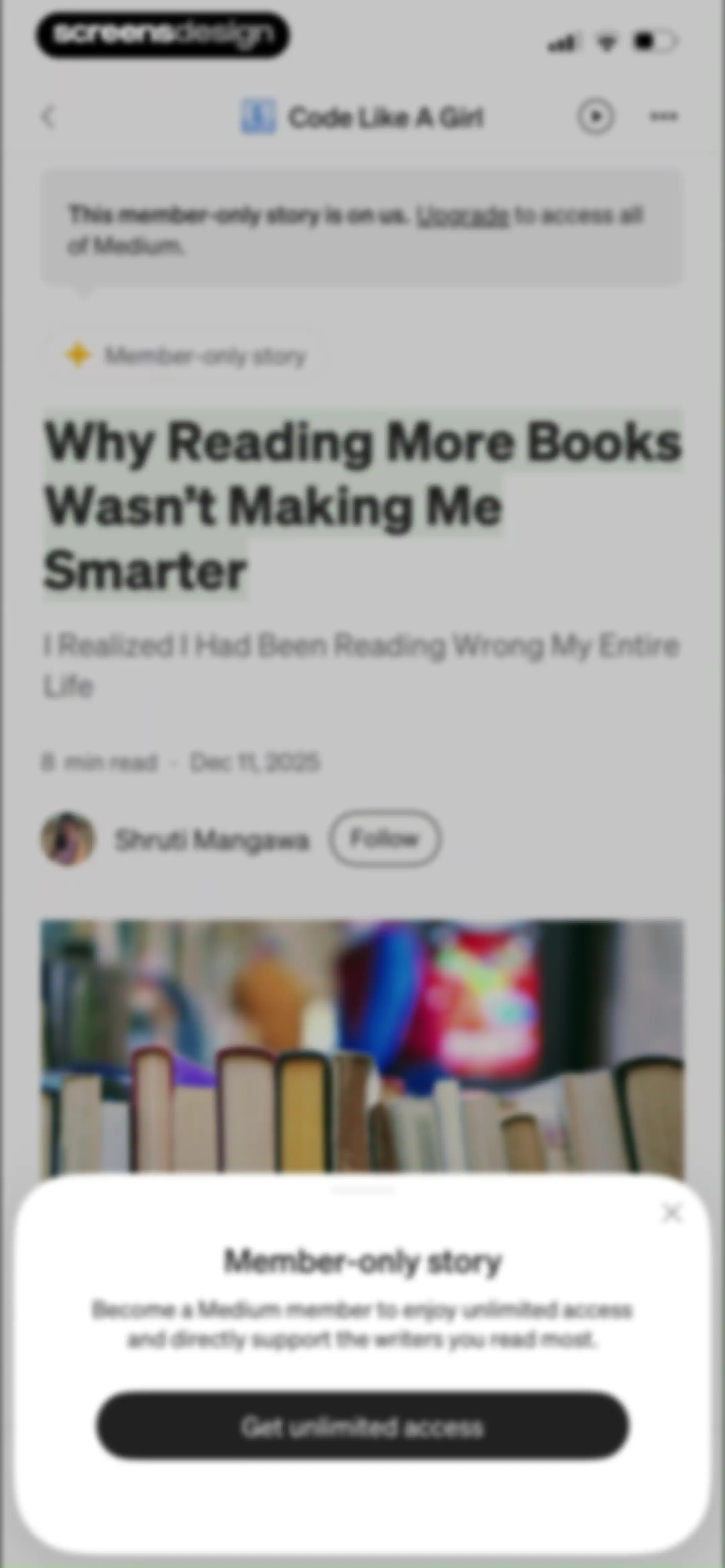 Medium: Read & Write Stories screen 18
