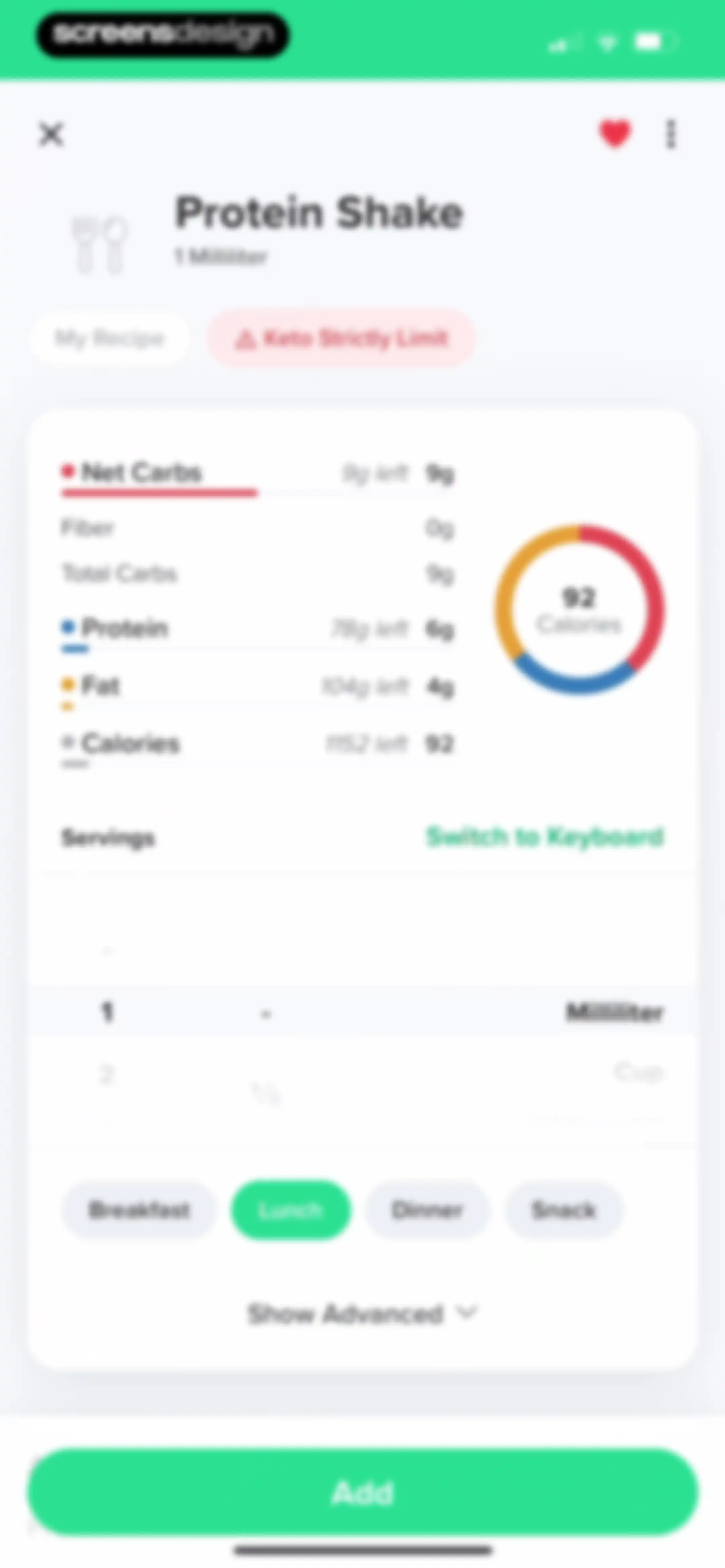 Carb Manager: Keto & Macro Log screen 138