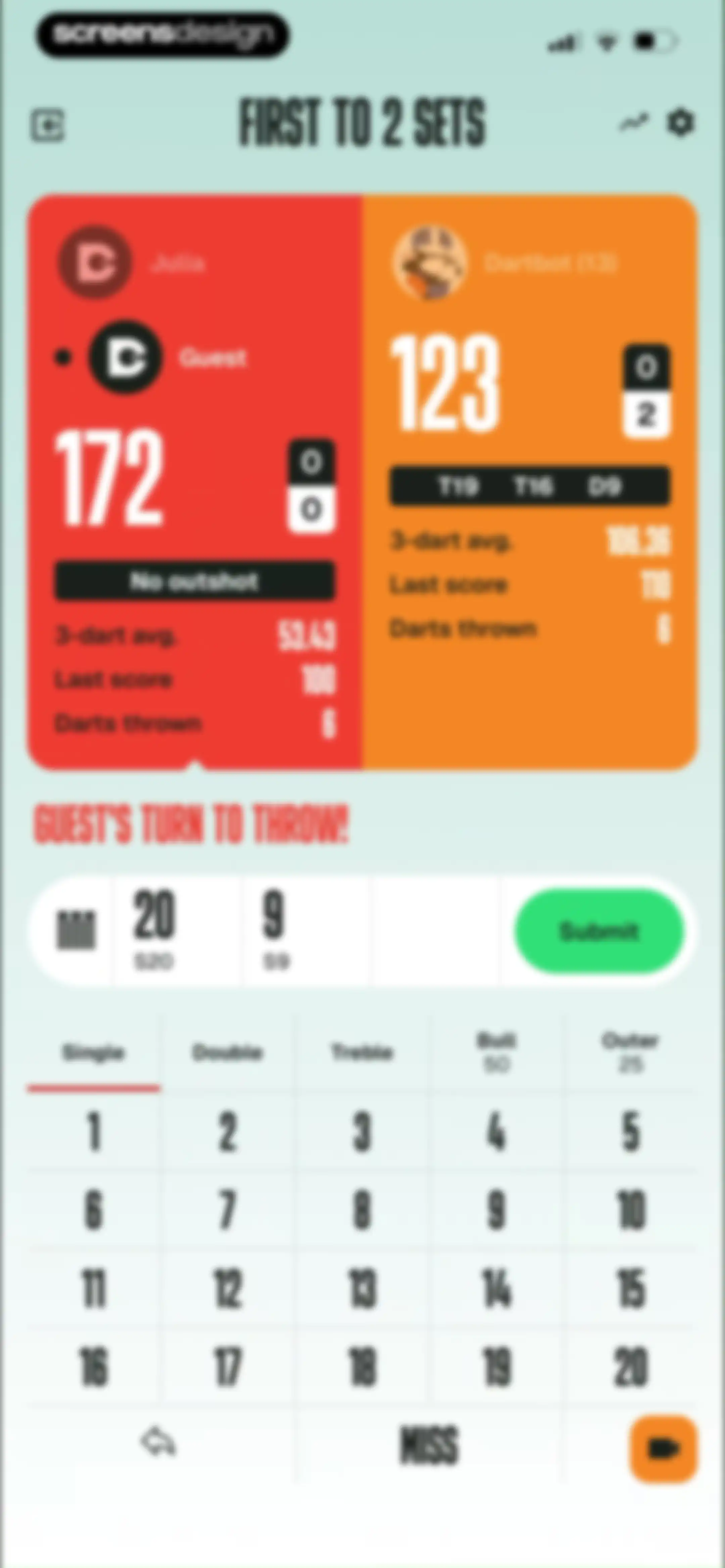 DartCounter screen 35
