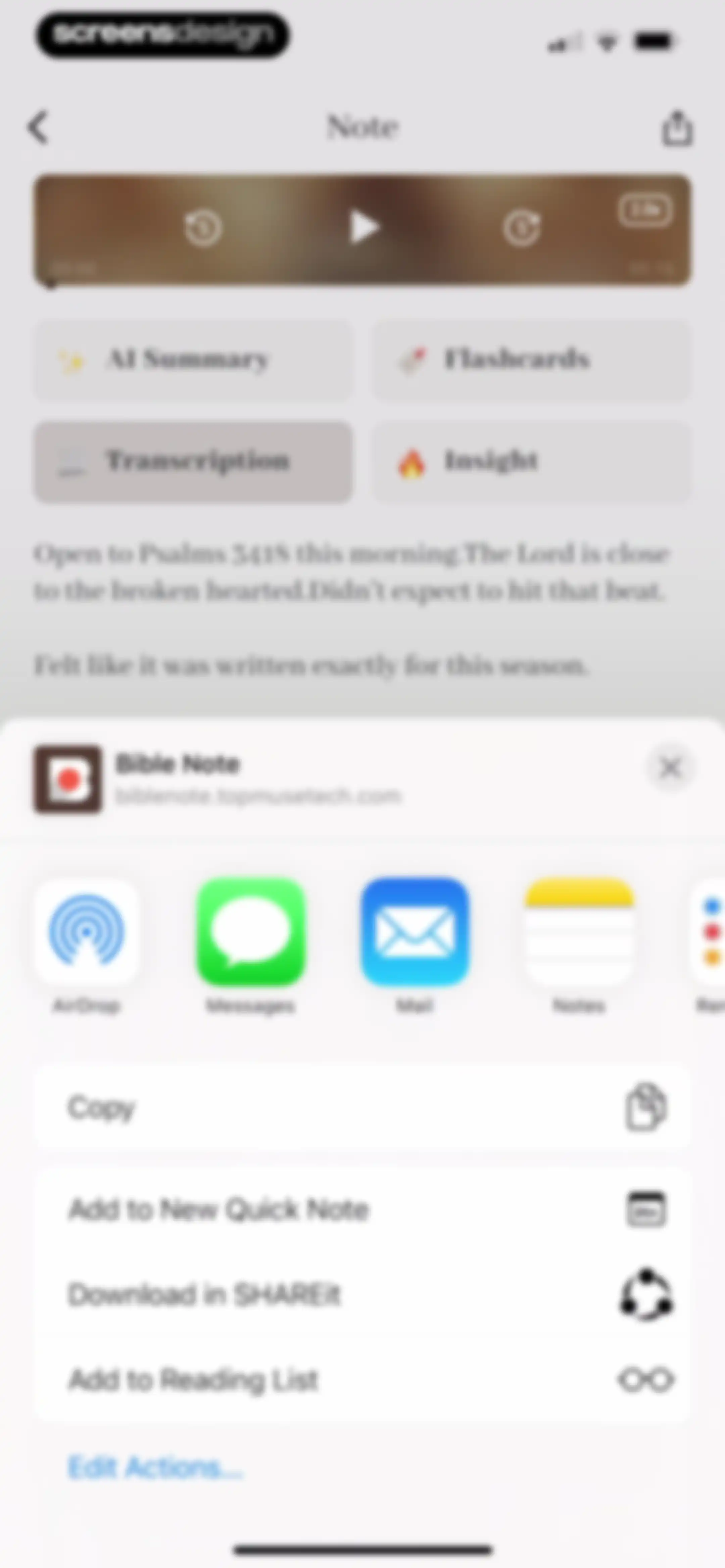 Bible Note: Sermon Notes screen 42
