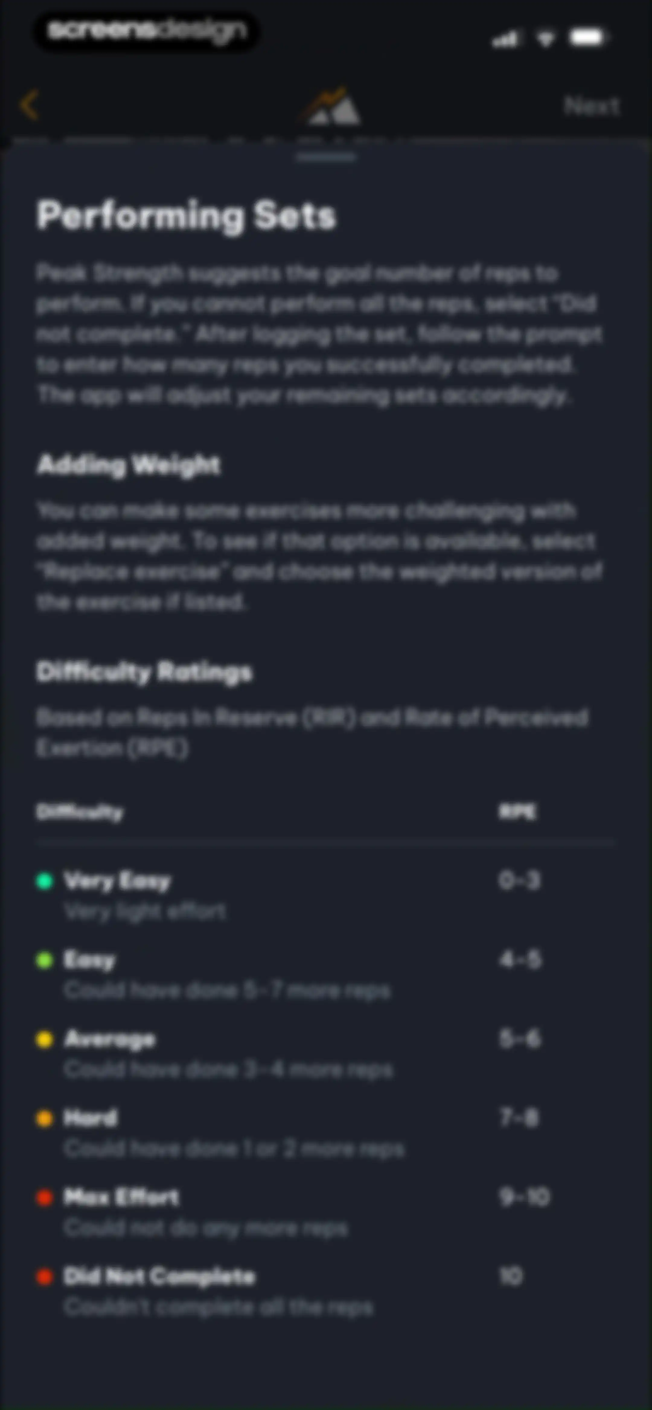 Peak Strength screen 46
