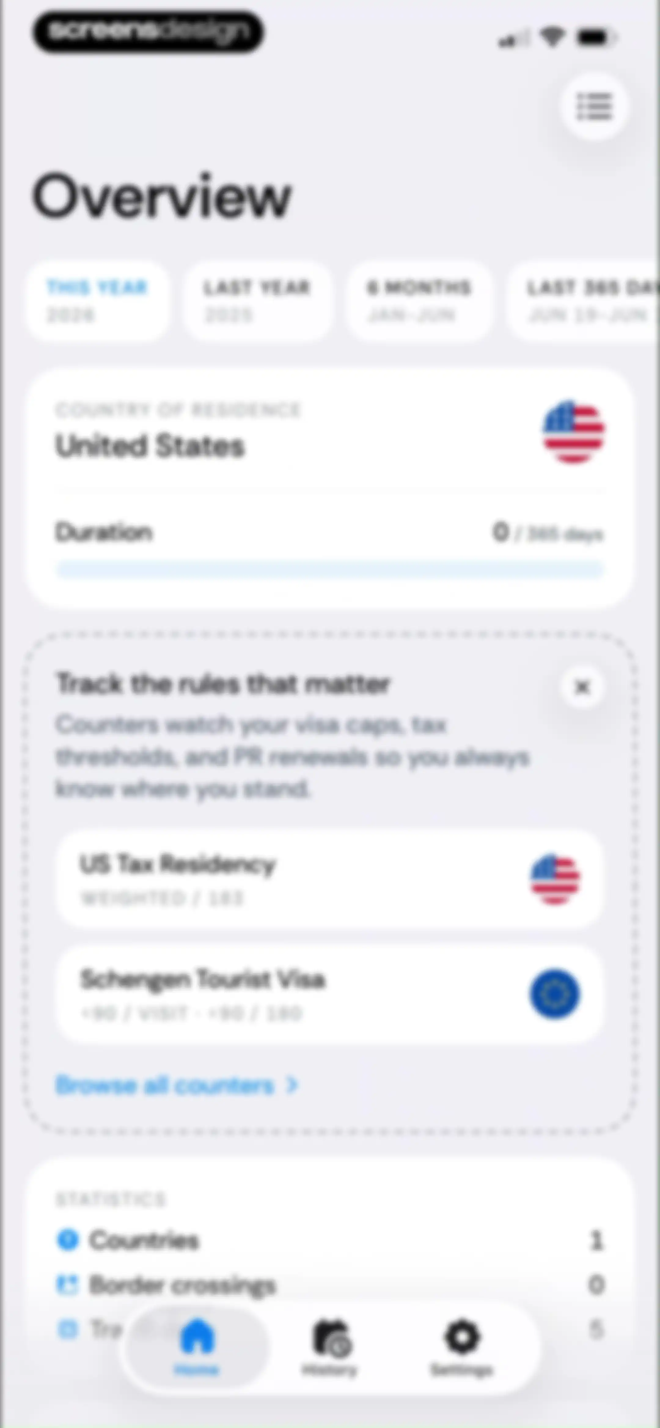 Country Days Tracker: Bounded screen 27