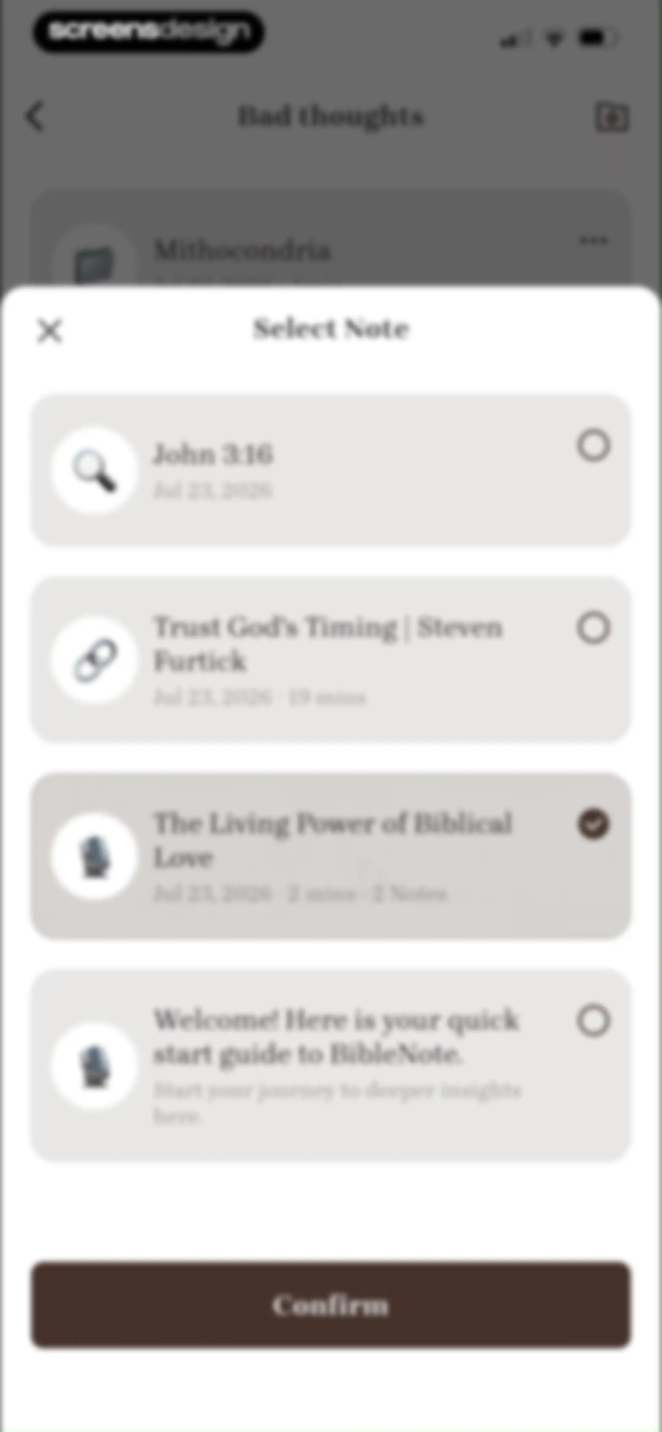 Bible Note: Sermon Notes screen 91