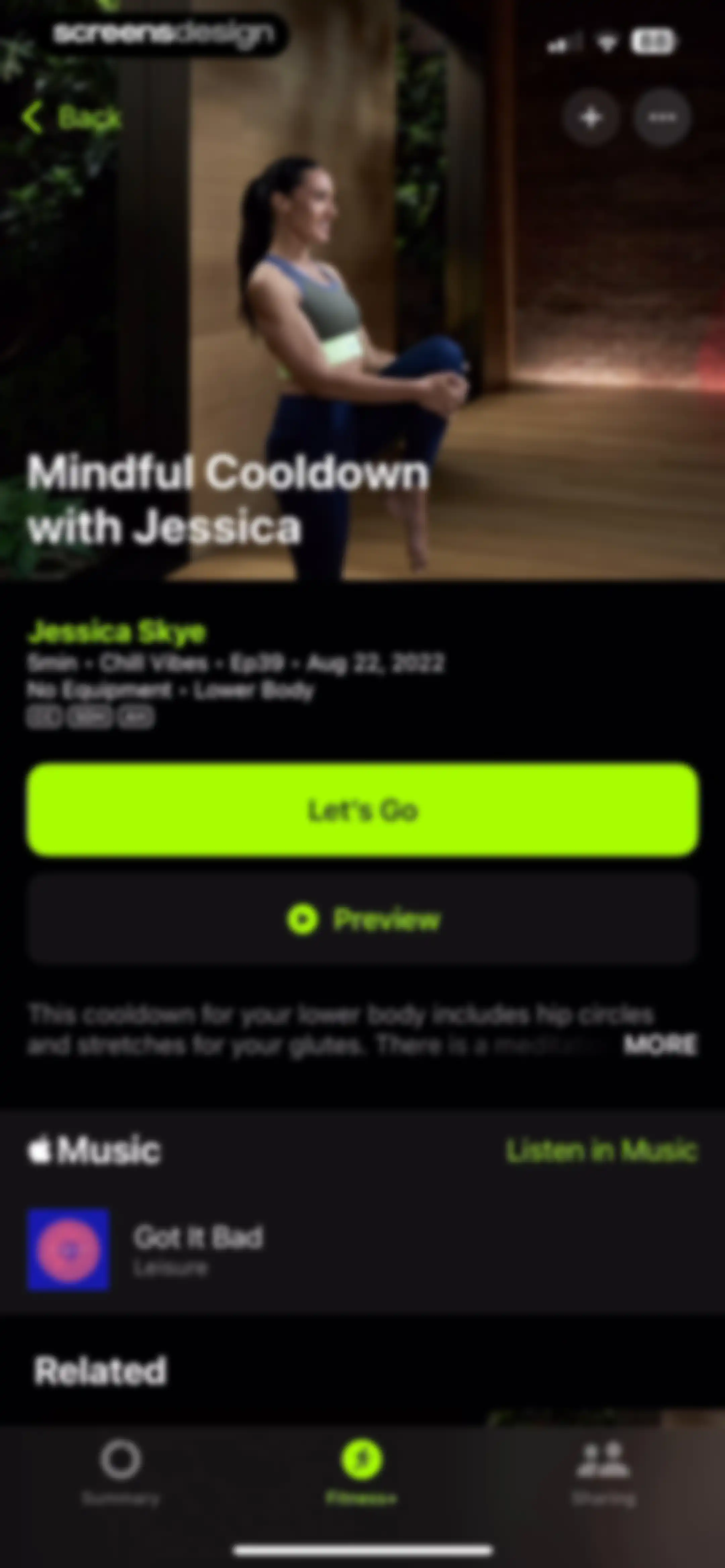 Apple Fitness screen 91