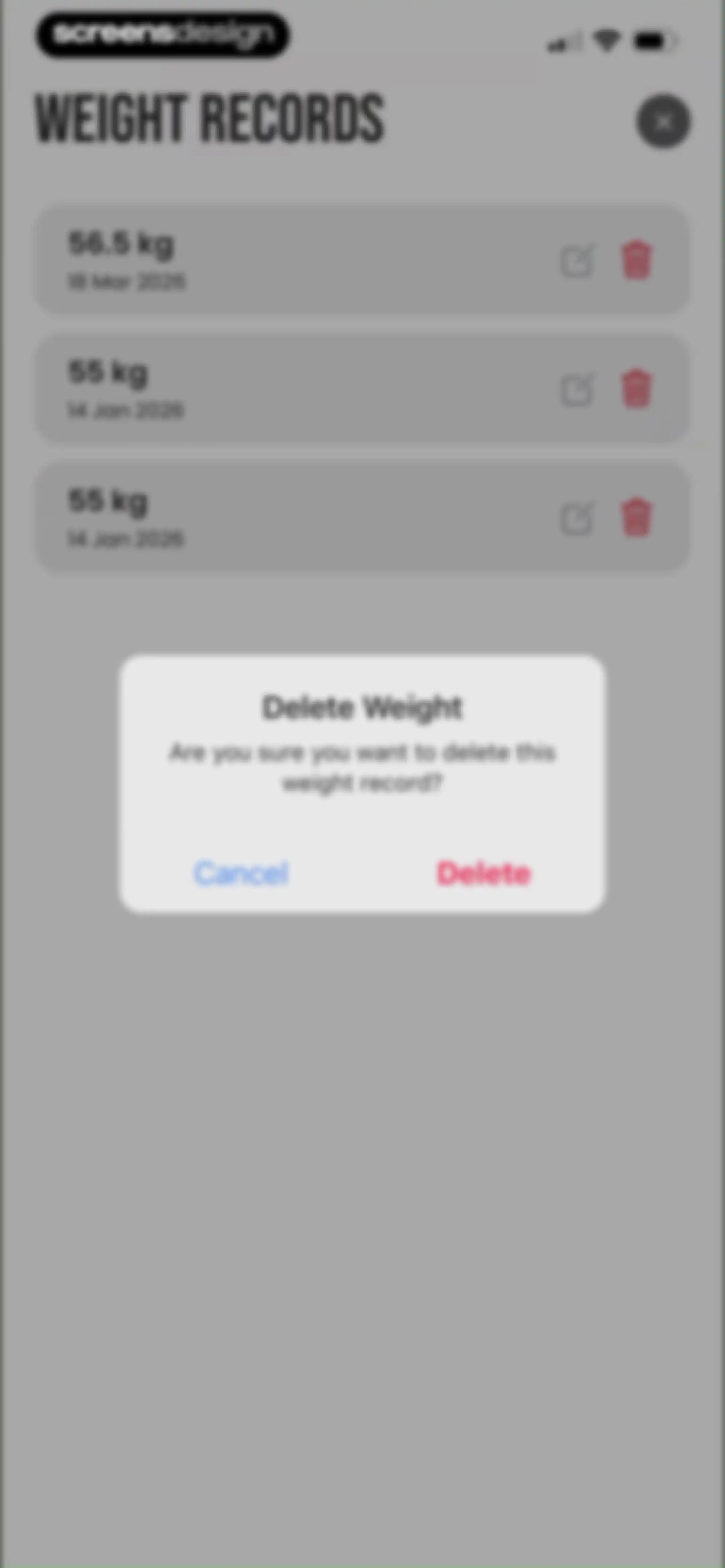 90 Day Challenge screen 140