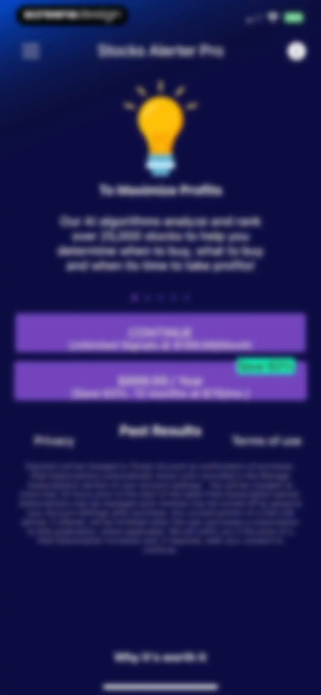 Stocks Alerter screen 69