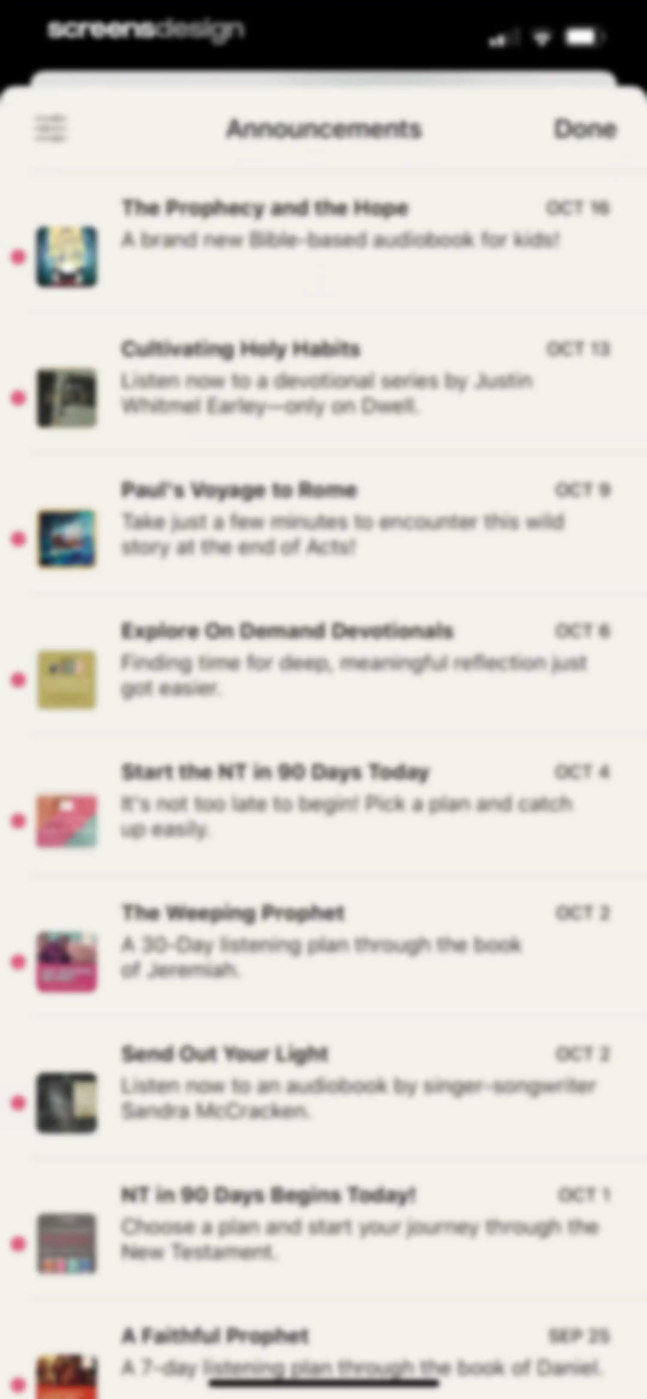 Dwell: Audio Bible screen 110