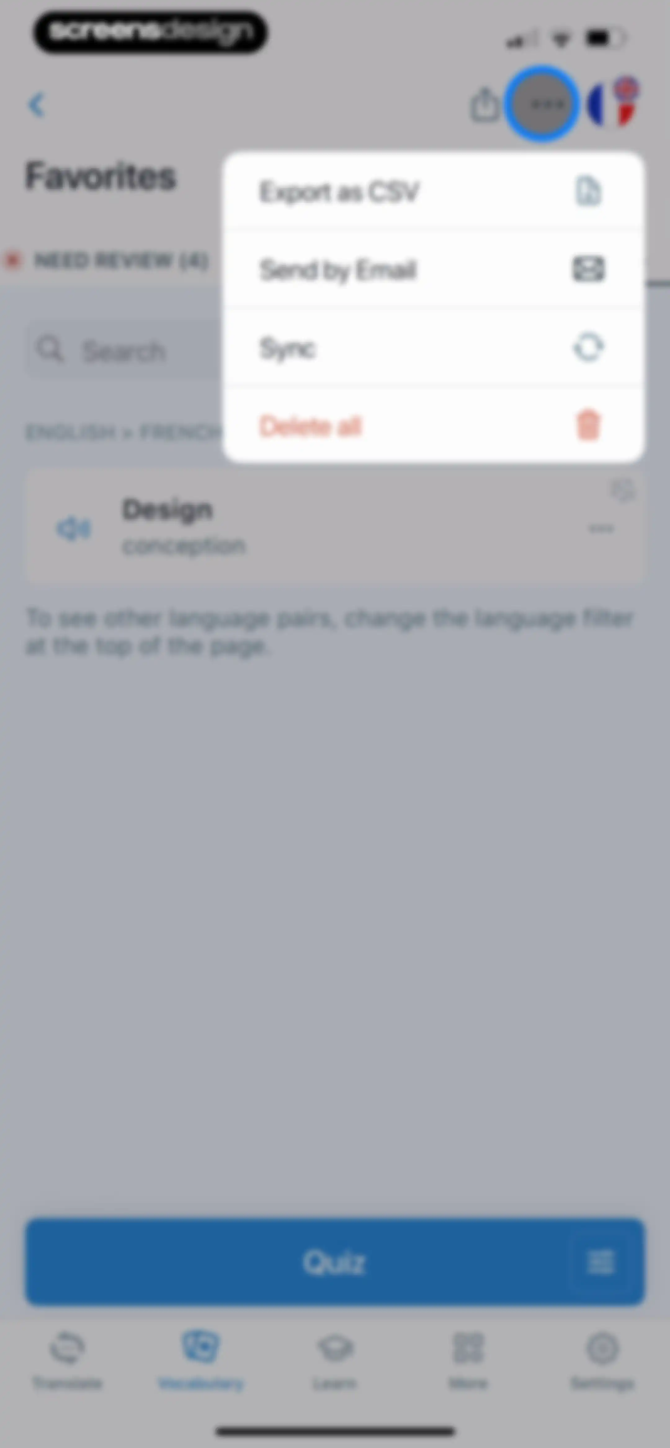 Reverso translate and learn screen 85