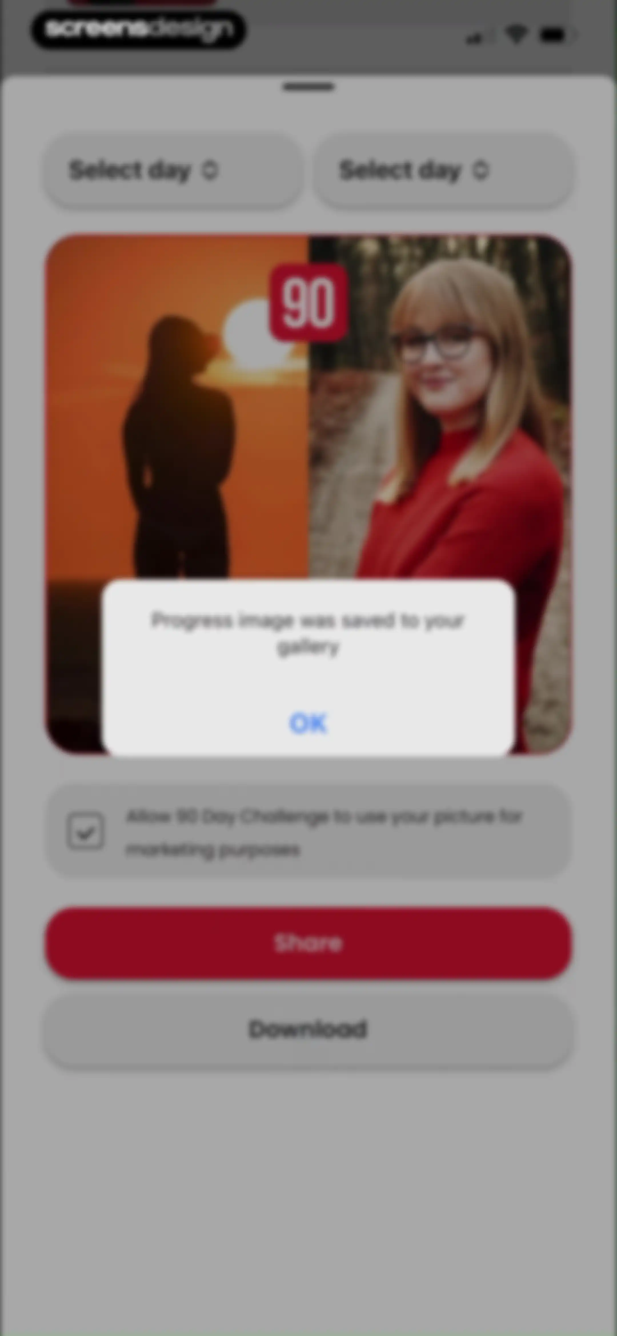 90 Day Challenge screen 132