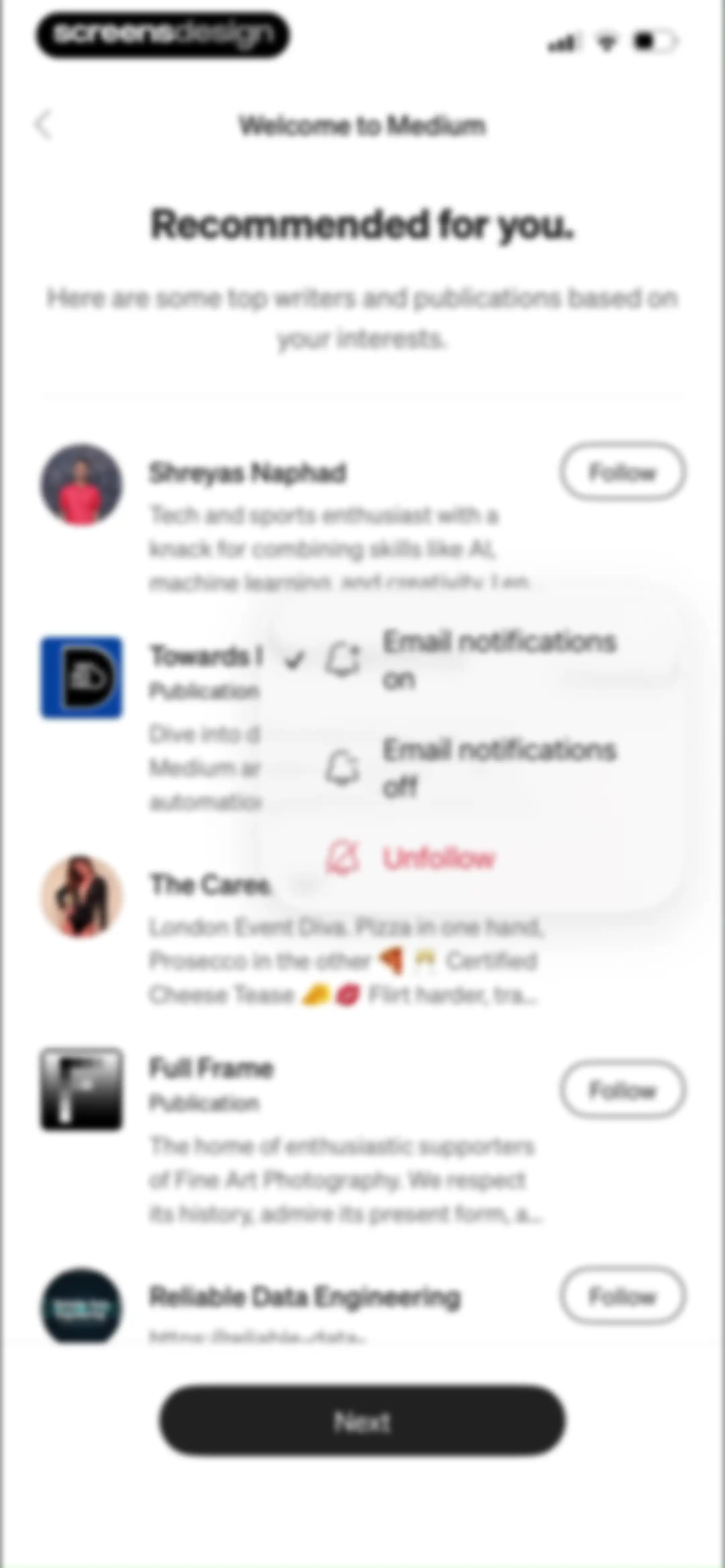 Medium: Read & Write Stories screen 8