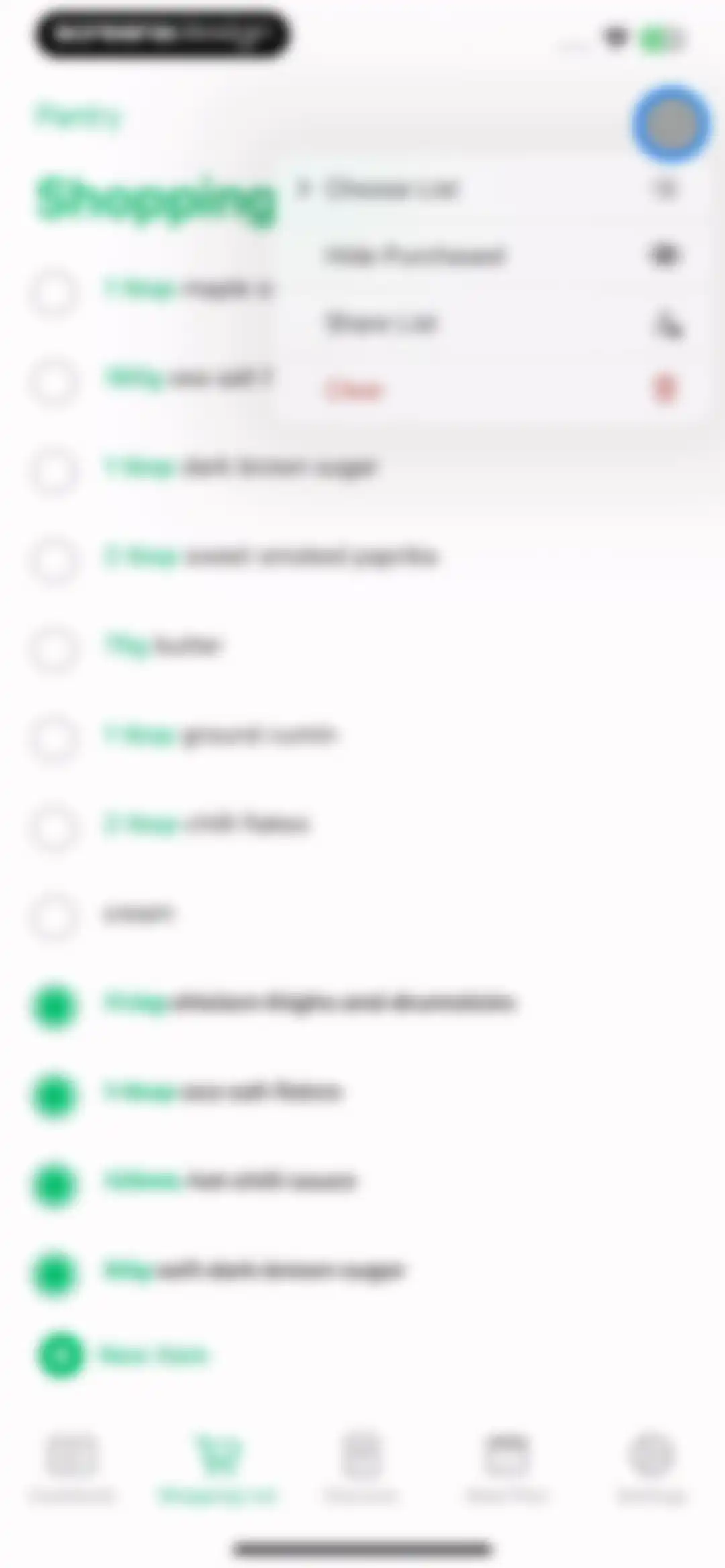 Pestle: Recipe Manager screen 42