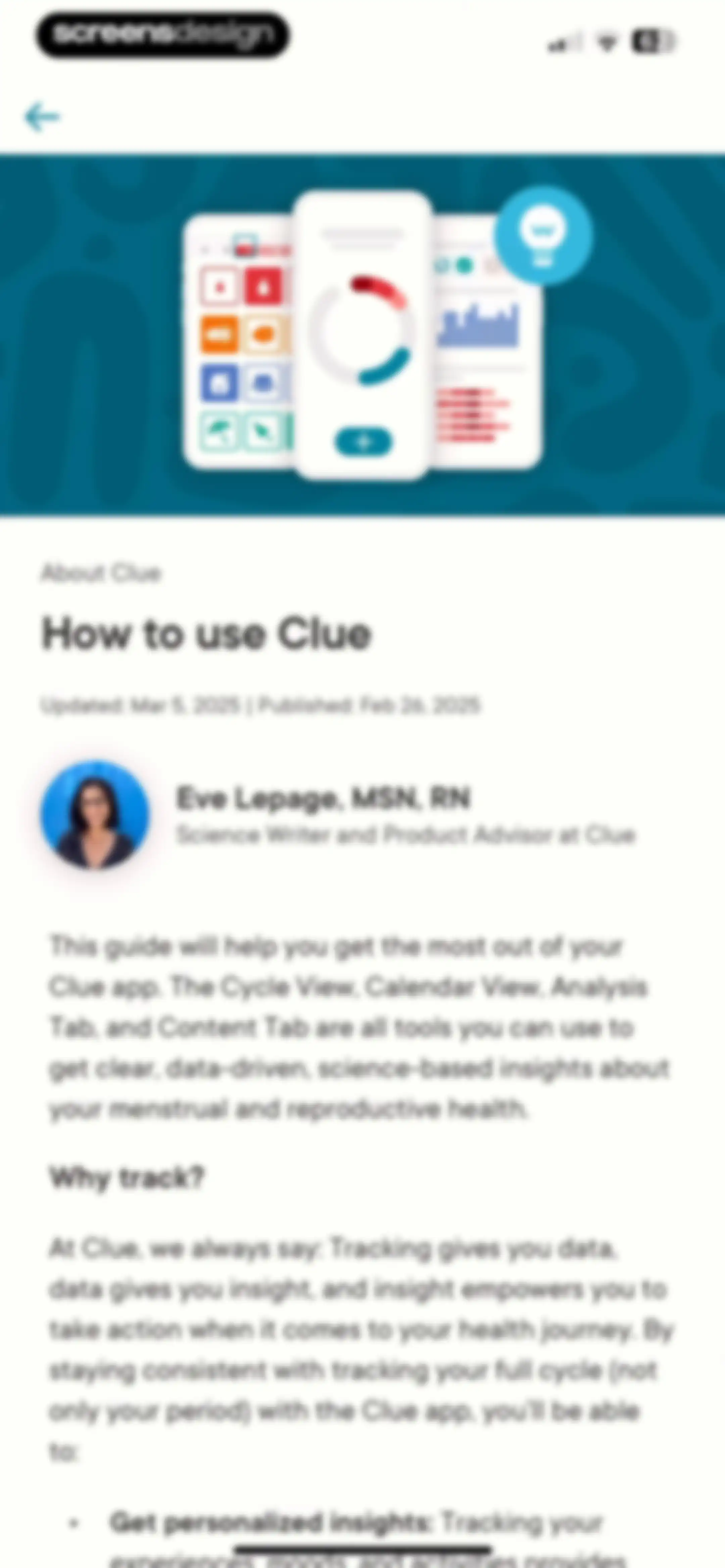 Clue Period & Cycle Tracker screen 105