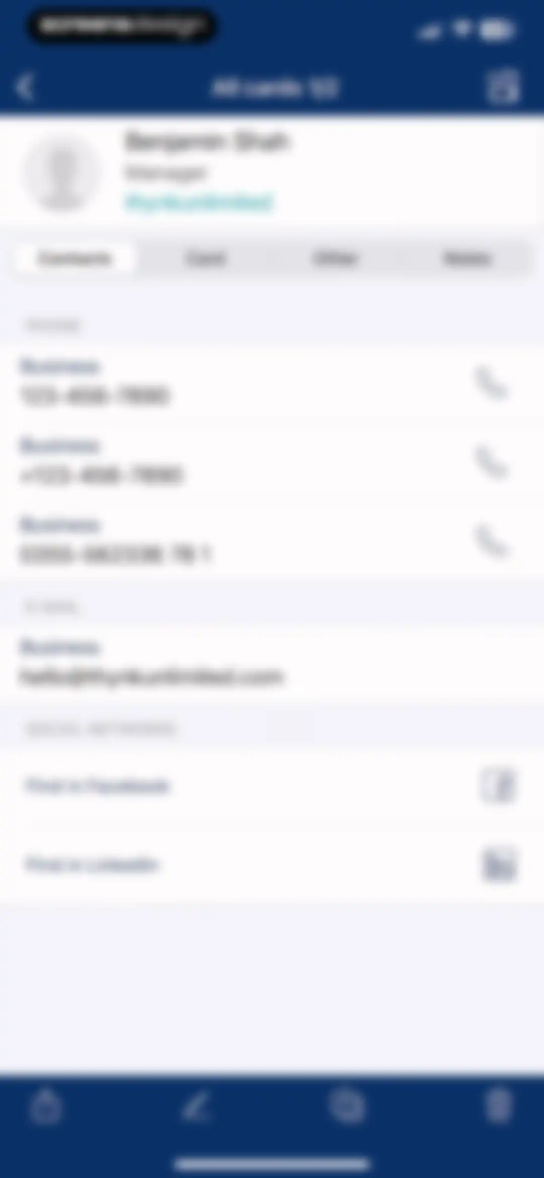 Business Card Reader screen 28