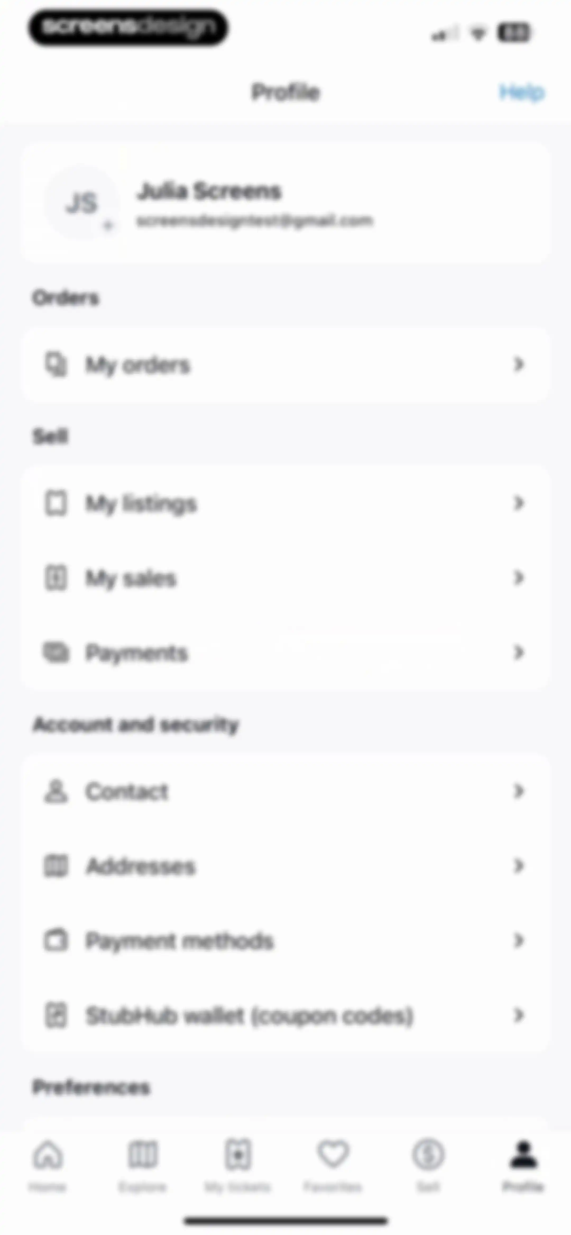 StubHub: Event Tickets screen 85