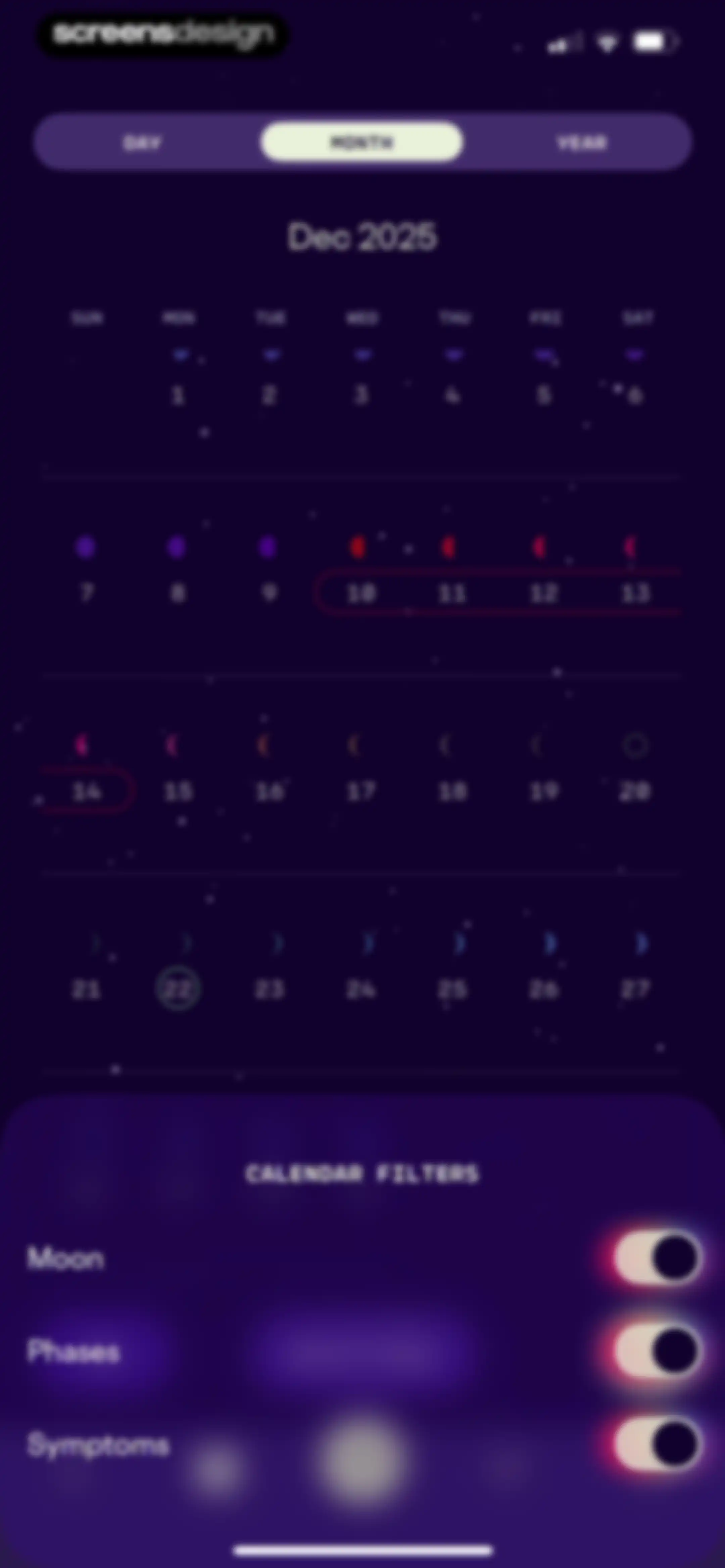 Stardust Period Tracker screen 102