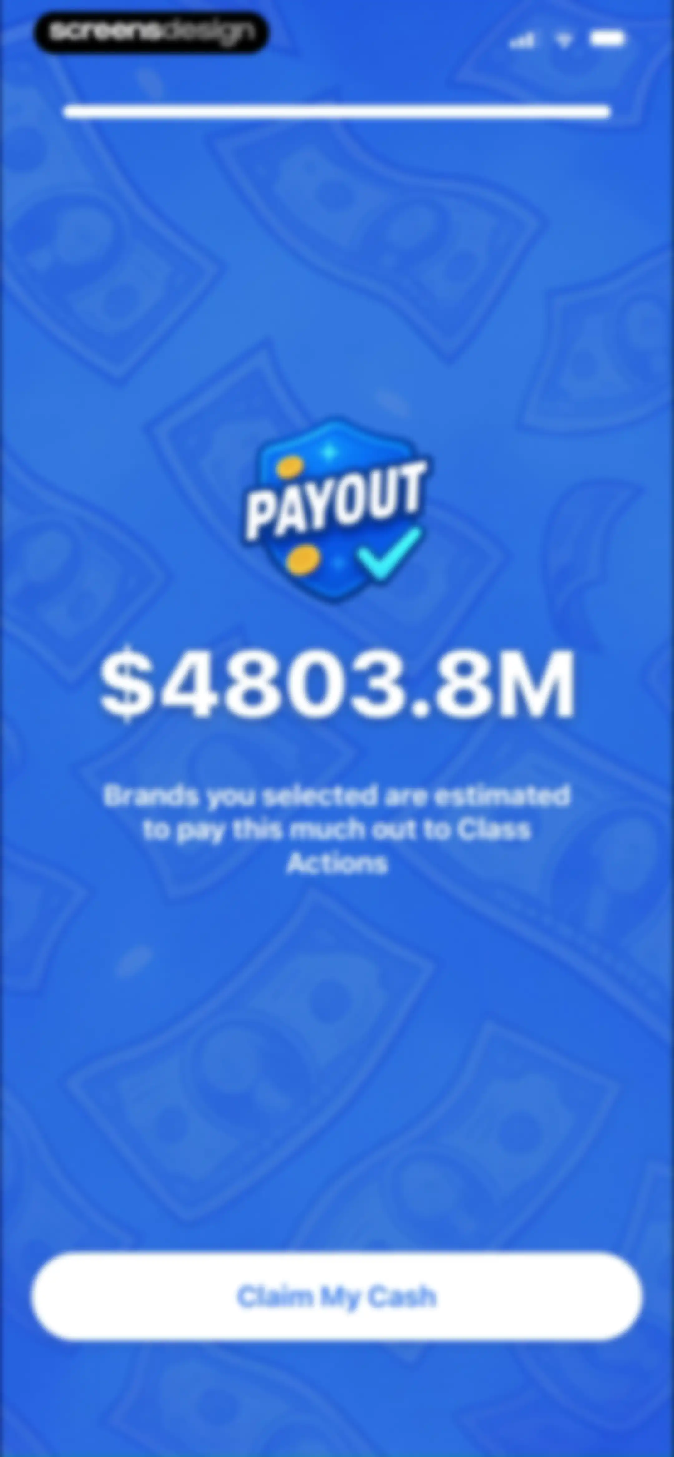 Payout: Claim Class Actions screen 17