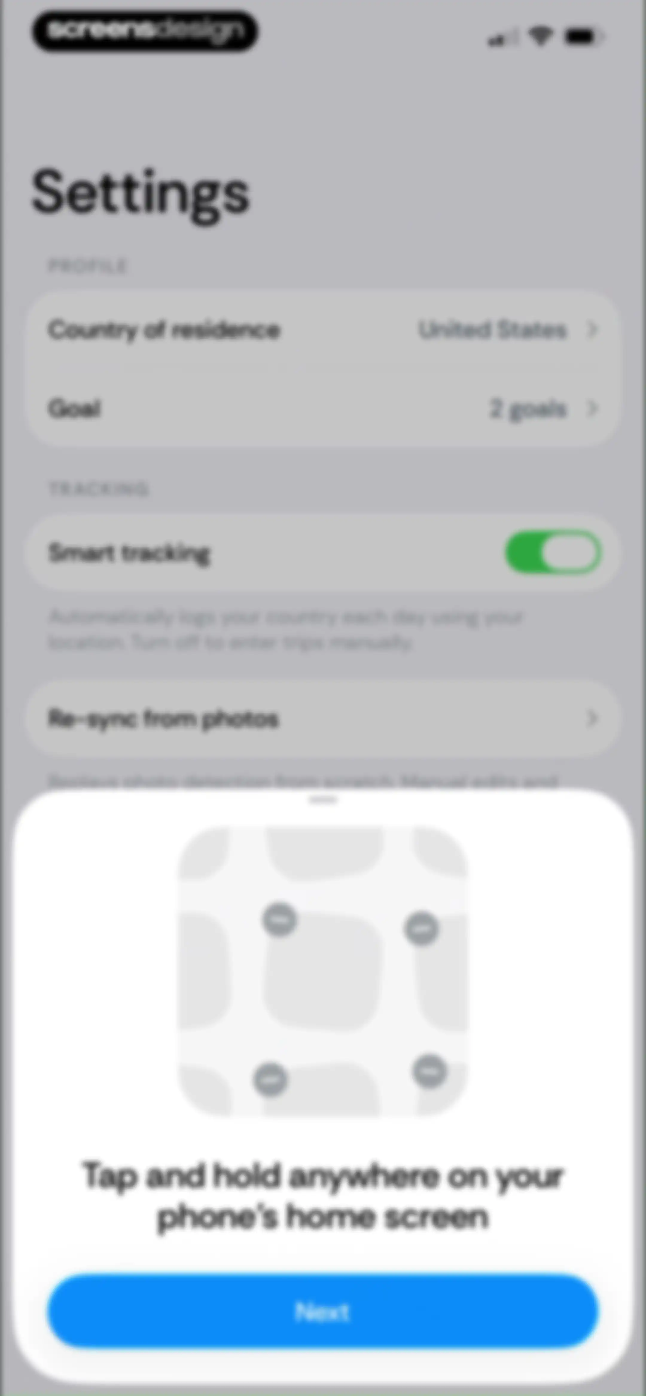 Country Days Tracker: Bounded screen 93