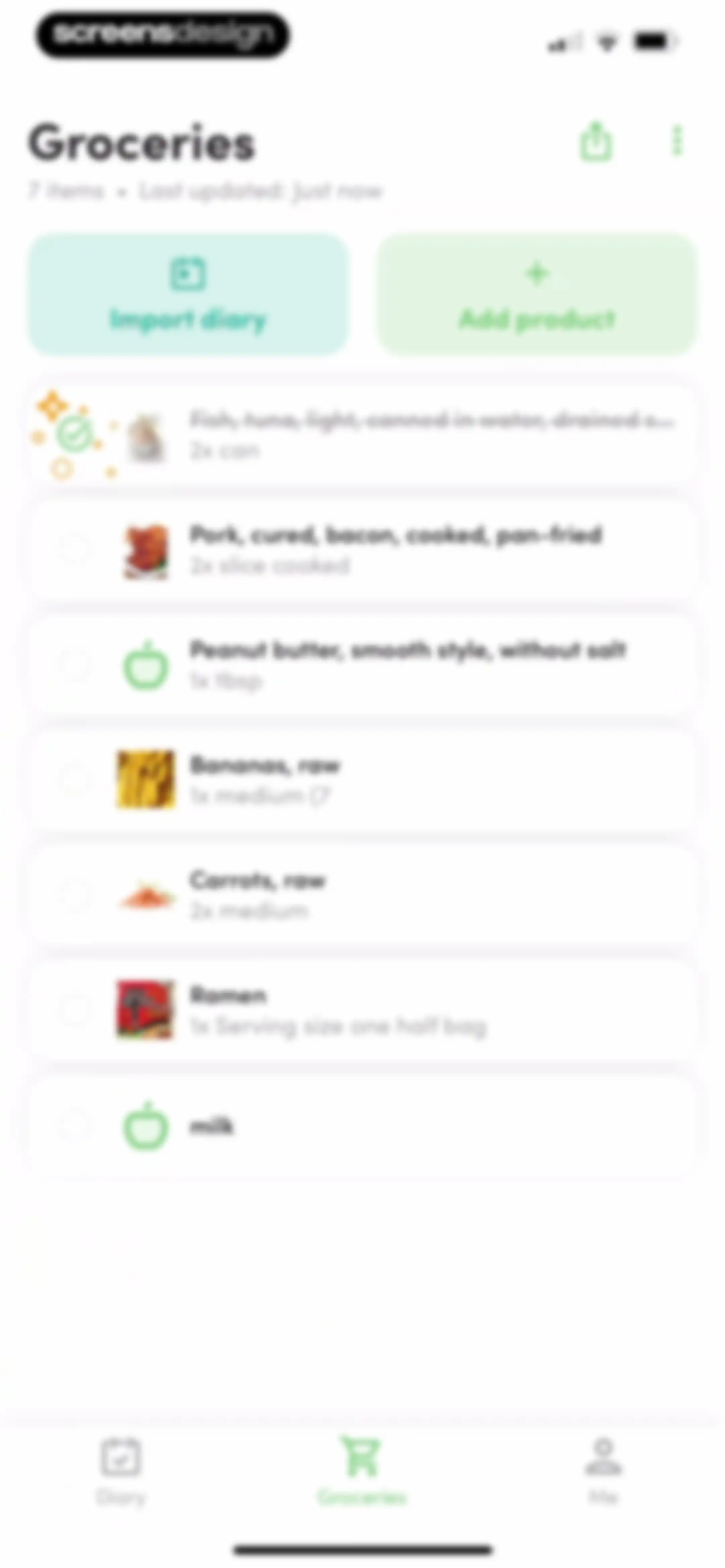 Calories and nutrition tracker screen 75