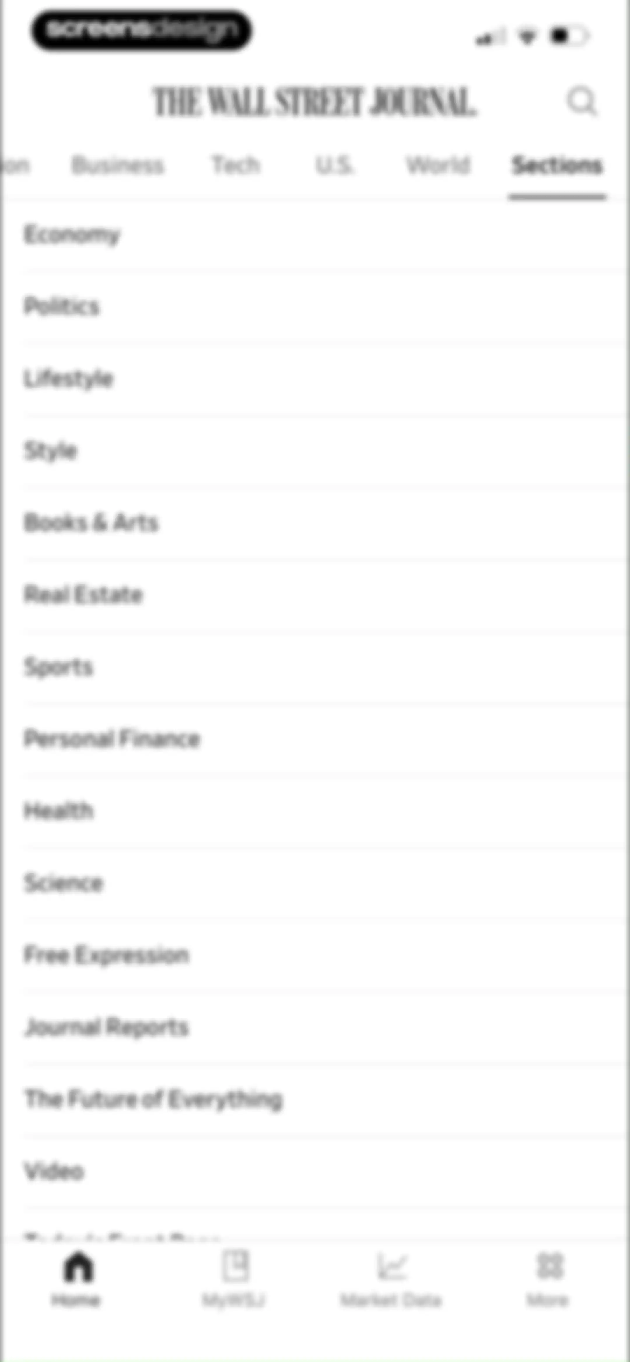 The Wall Street Journal. News screen 23