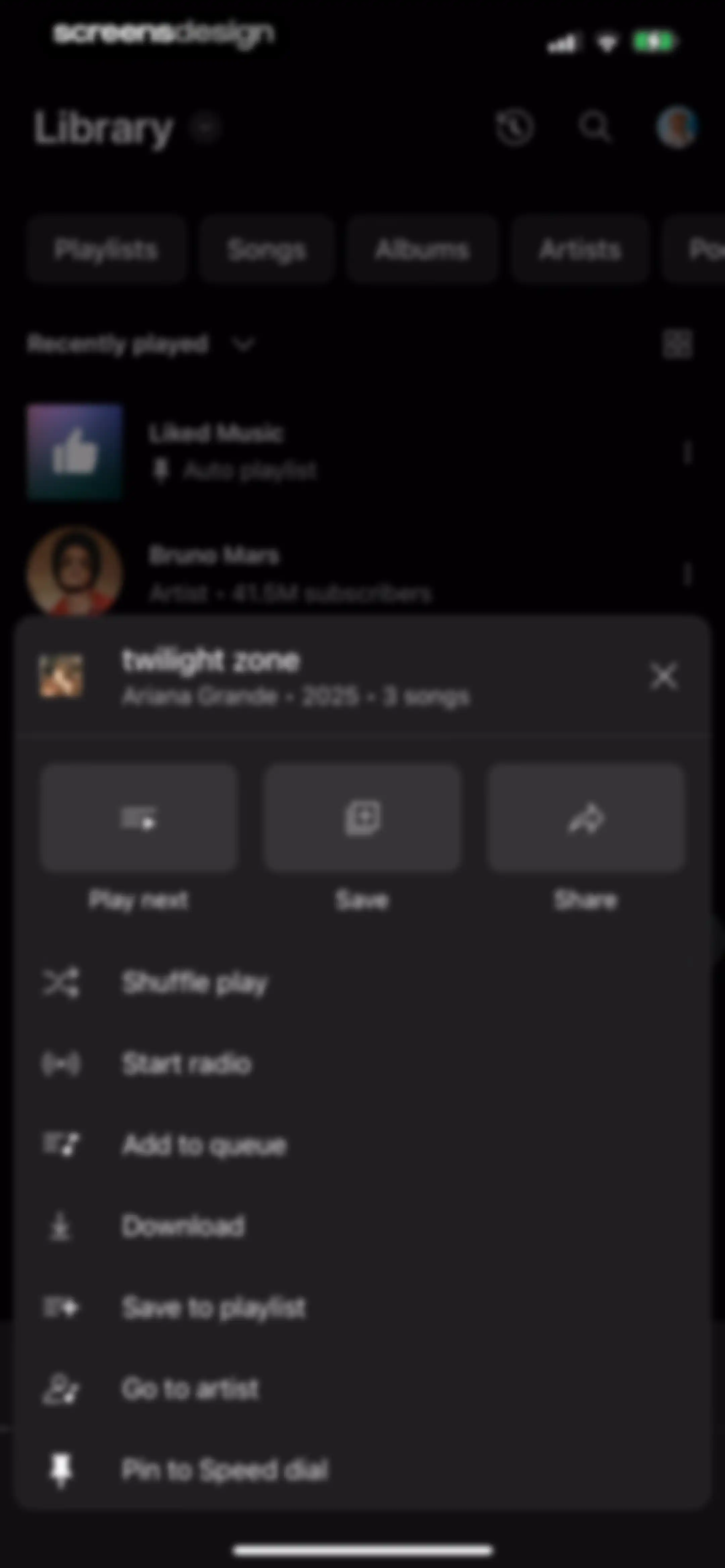 YouTube Music screen 163