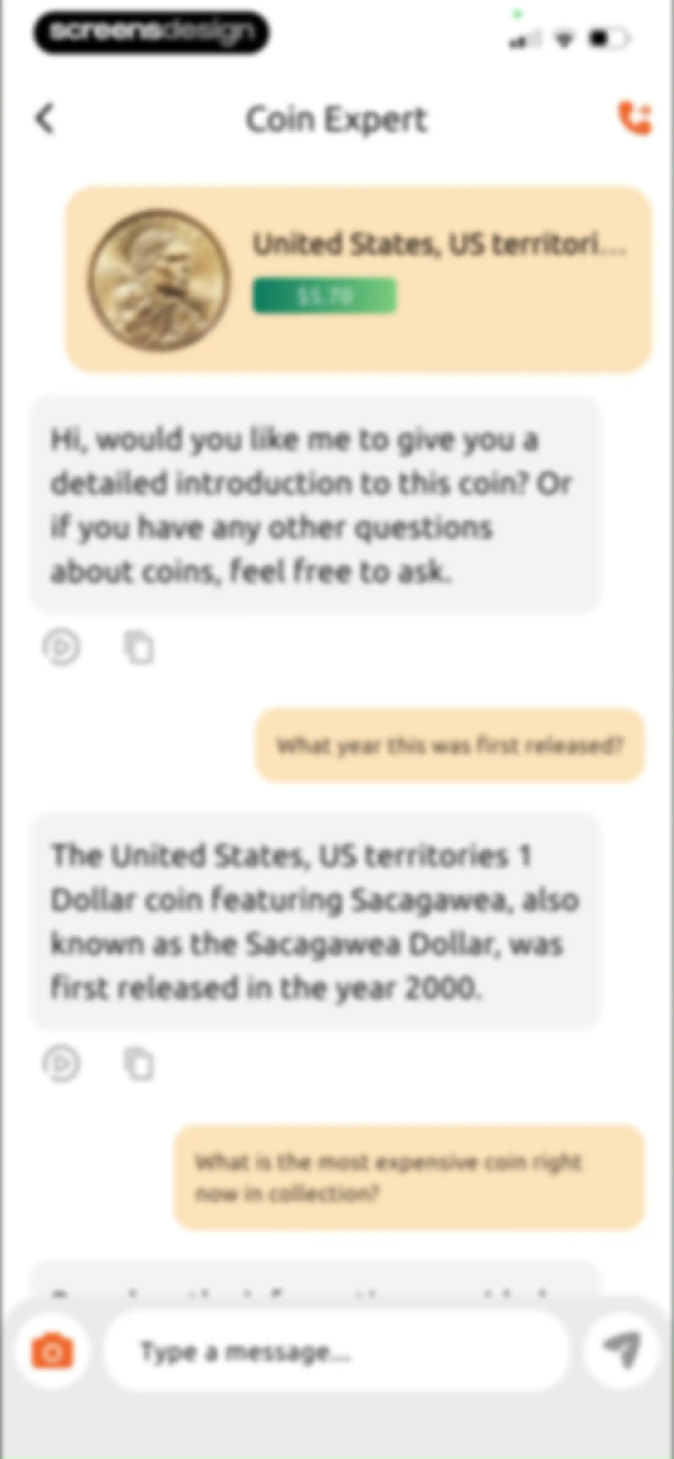 ChatCoin: Coin Identifier screen 35