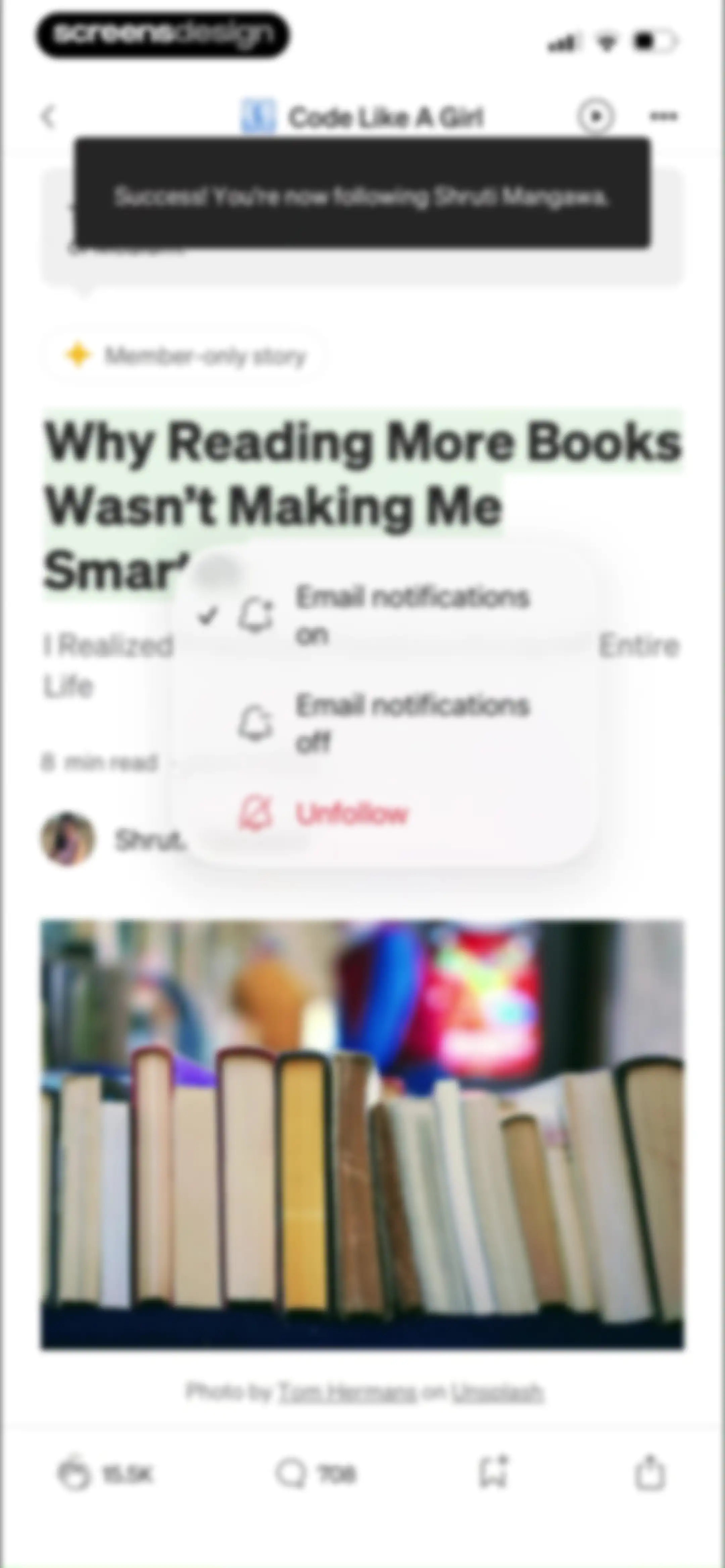 Medium: Read & Write Stories screen 19
