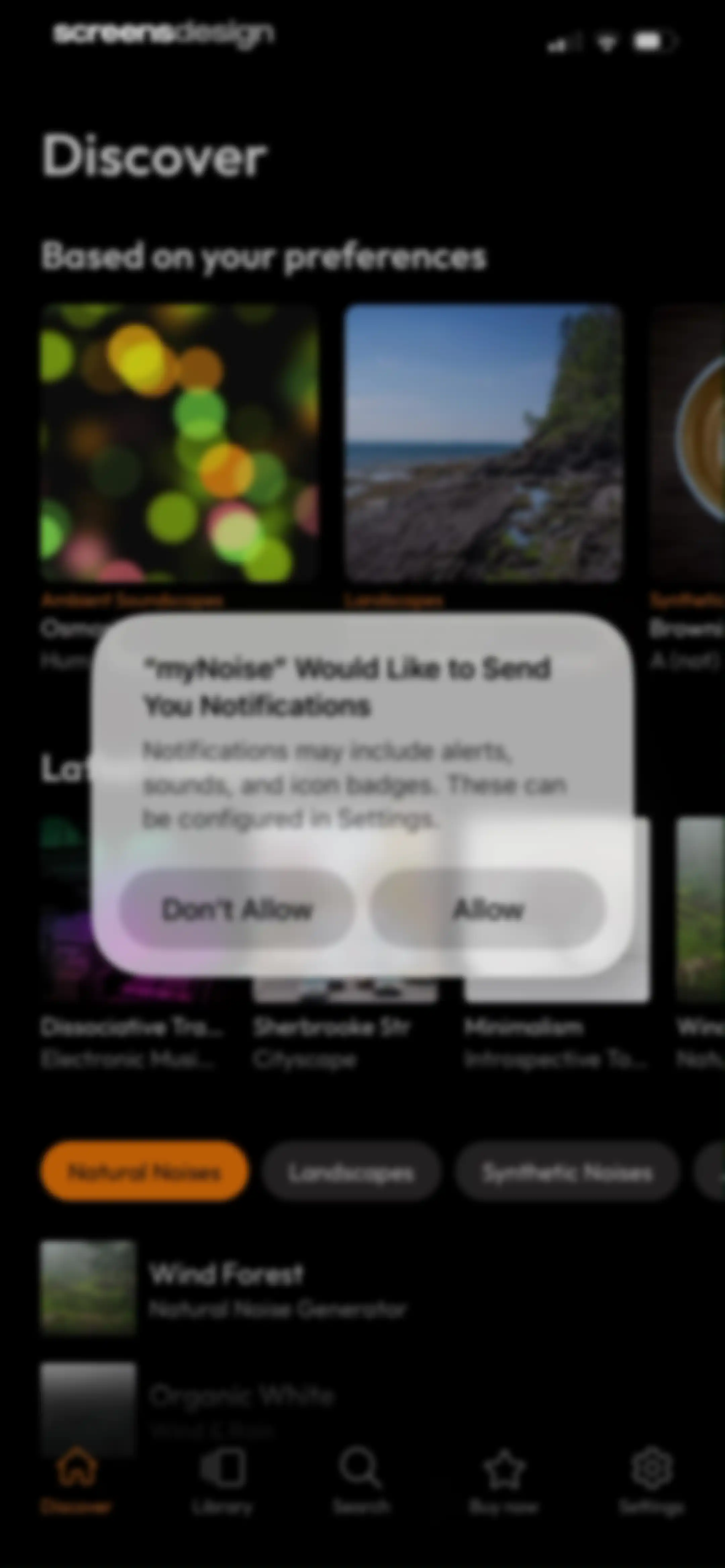myNoise: Focus · Relax · Sleep screen 5