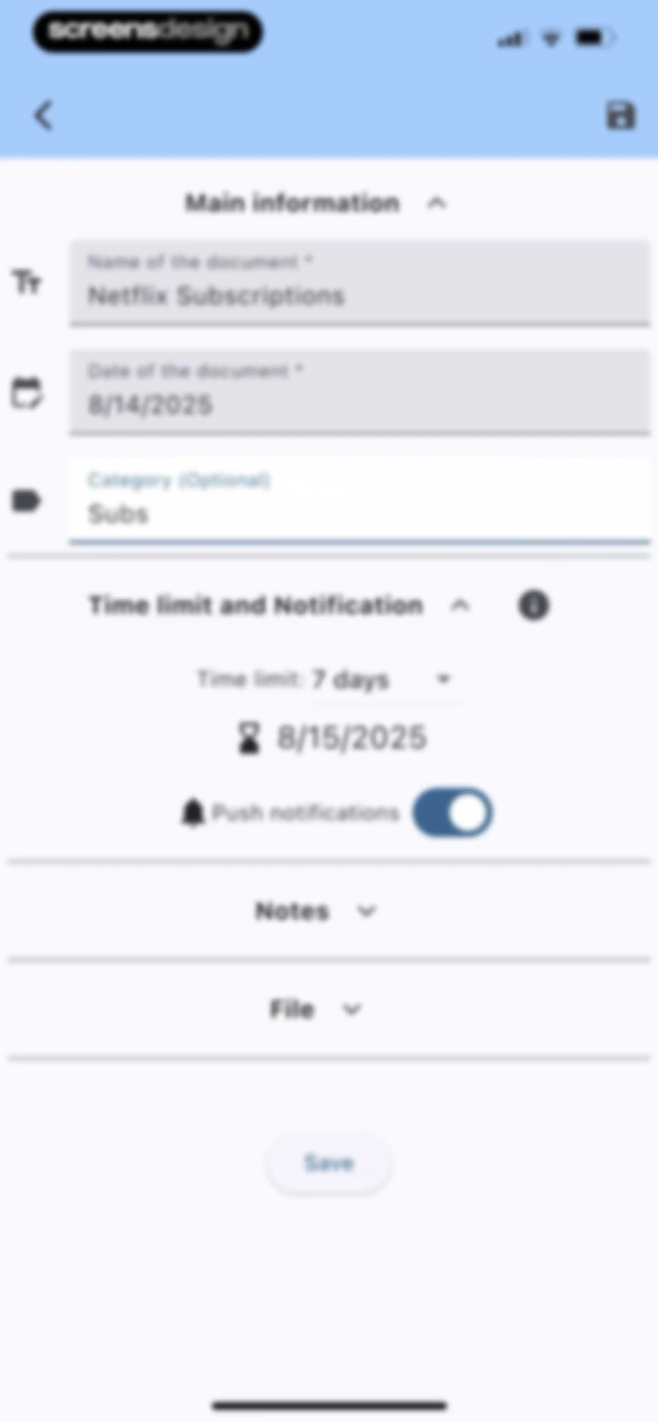 ExpiNotif: Expiration dates screen 25
