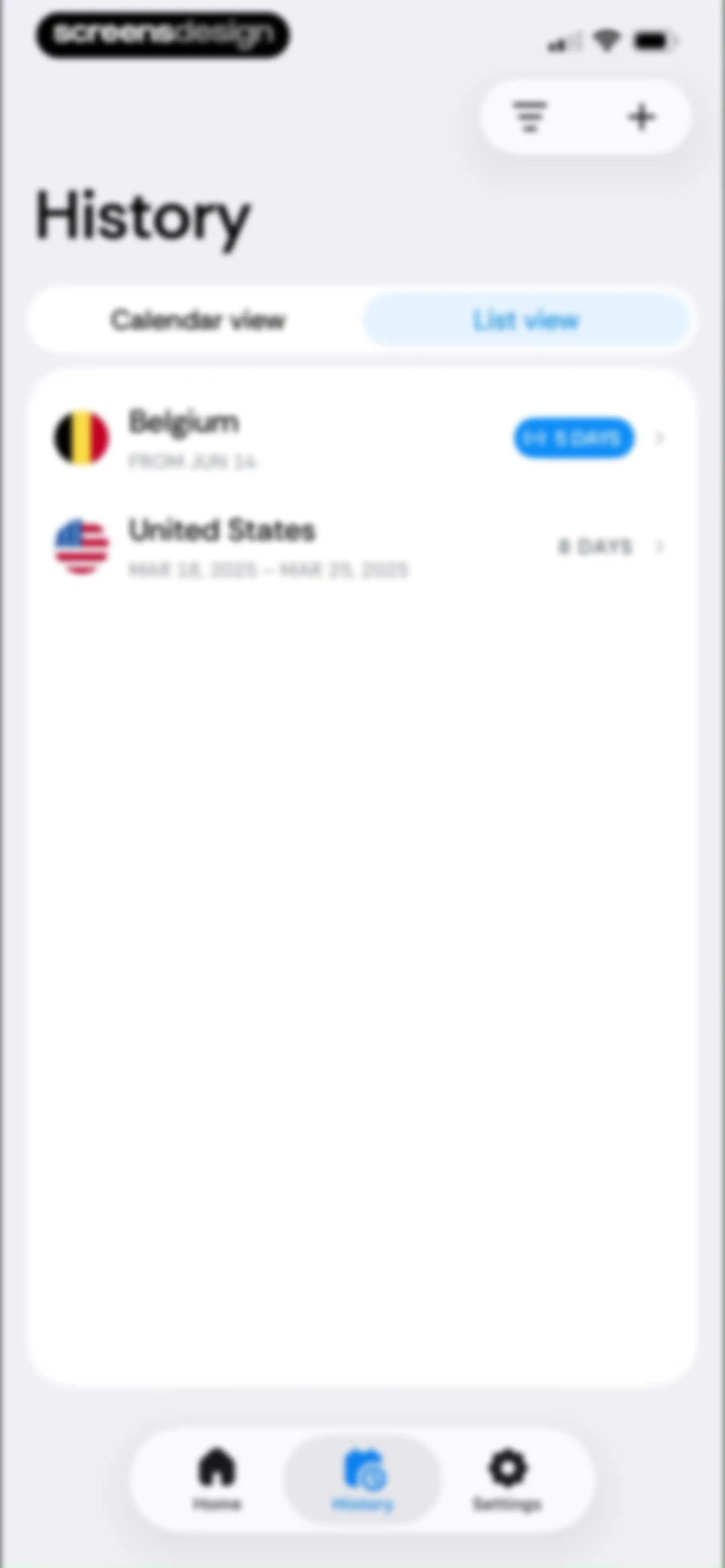 Country Days Tracker: Bounded screen 77
