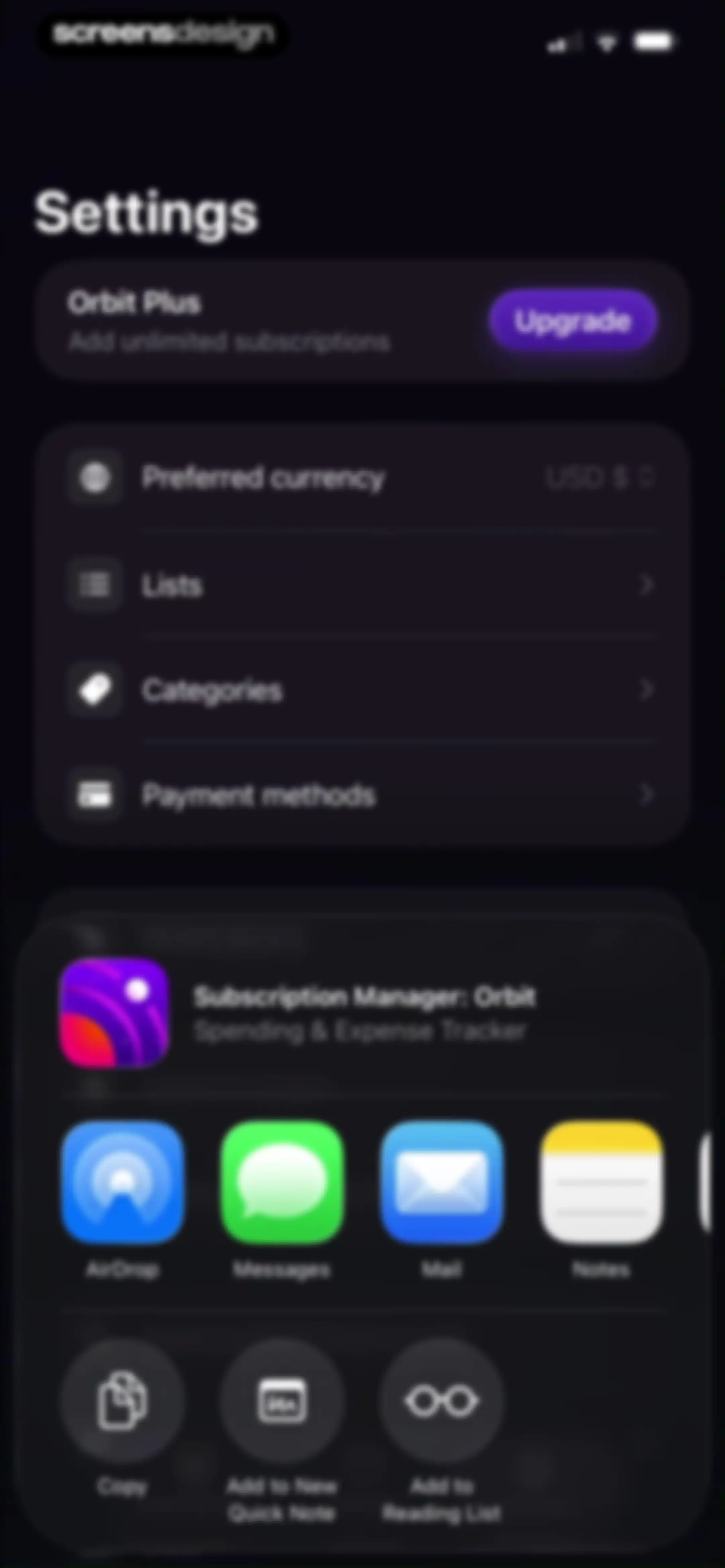Subscription Manager: Orbit screen 57