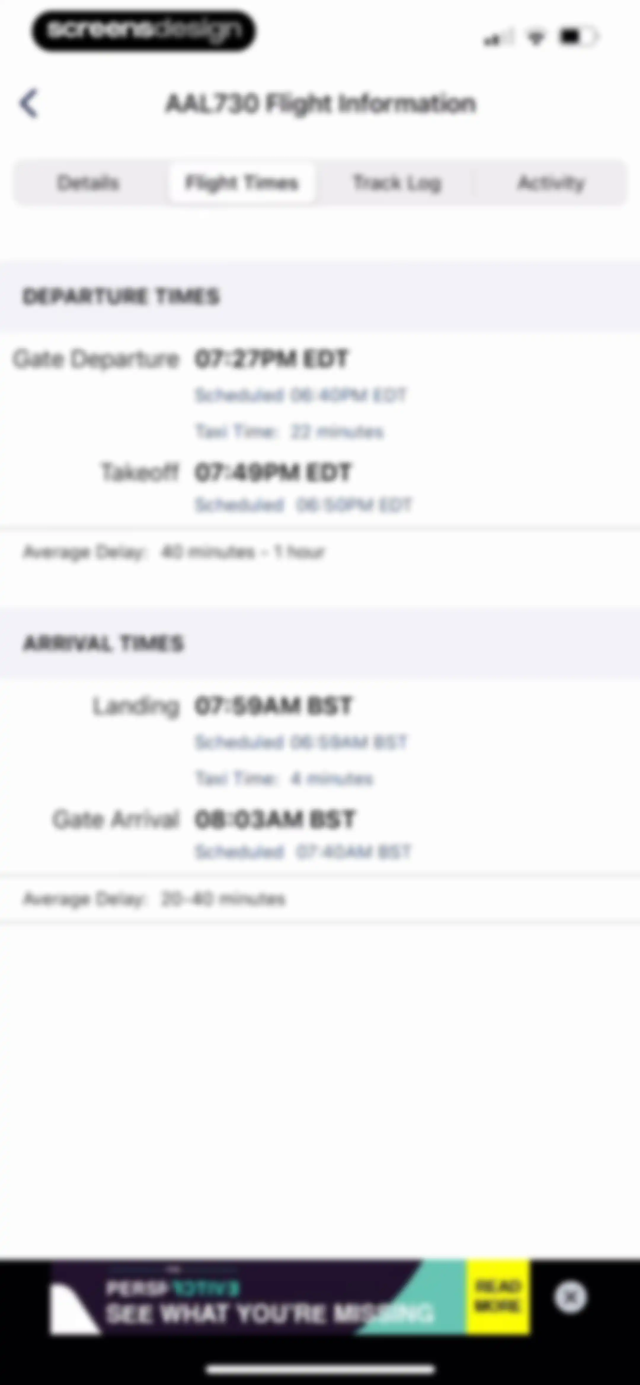 FlightAware Flight Tracker screen 50
