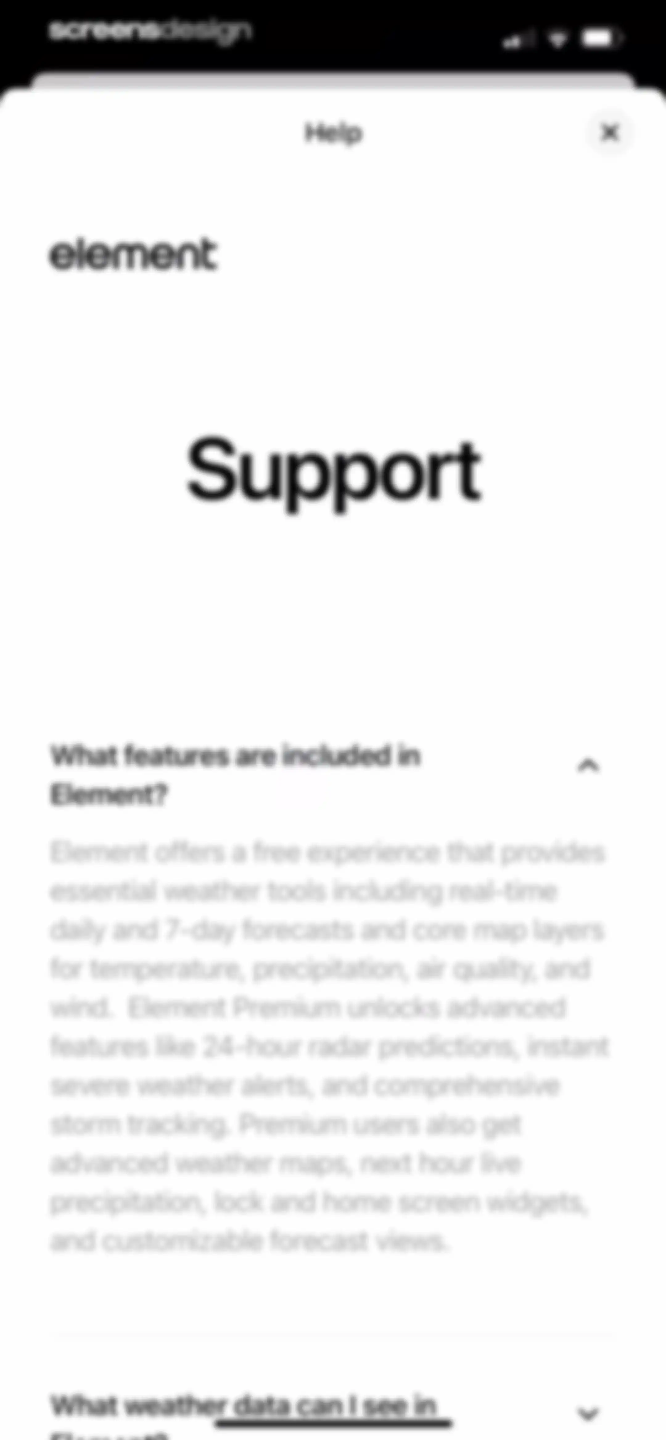 Element: Weather Radar screen 101