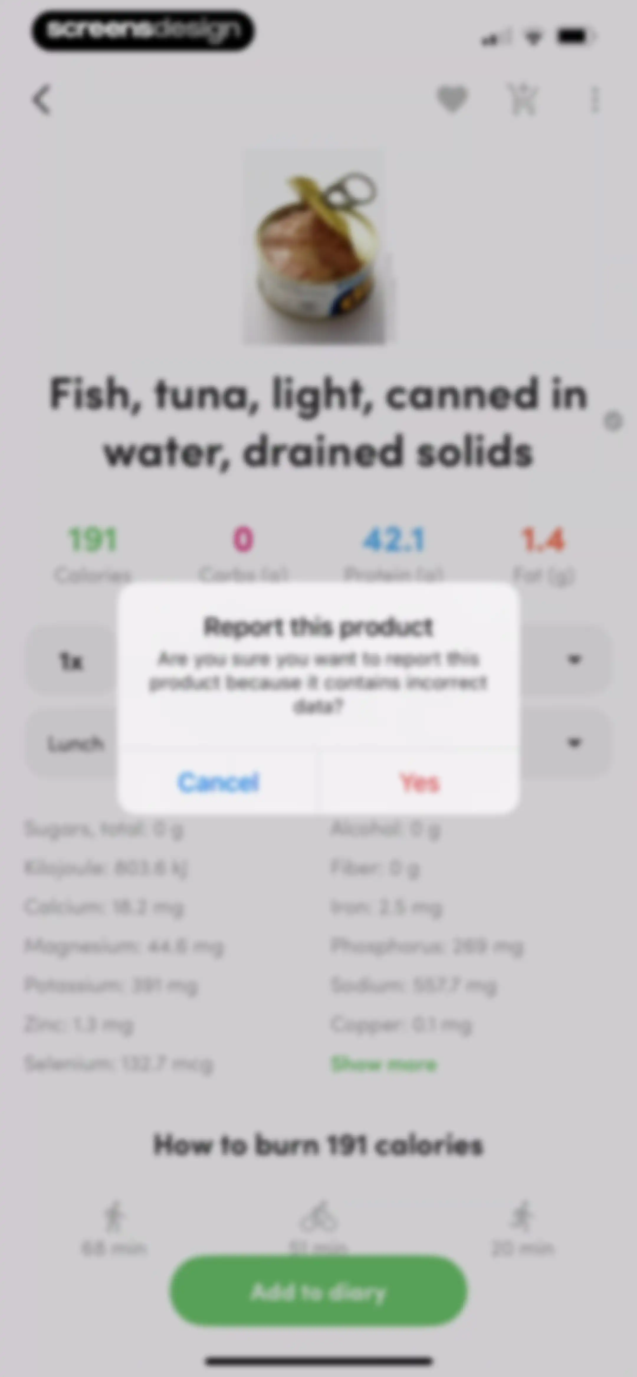 Calories and nutrition tracker screen 51