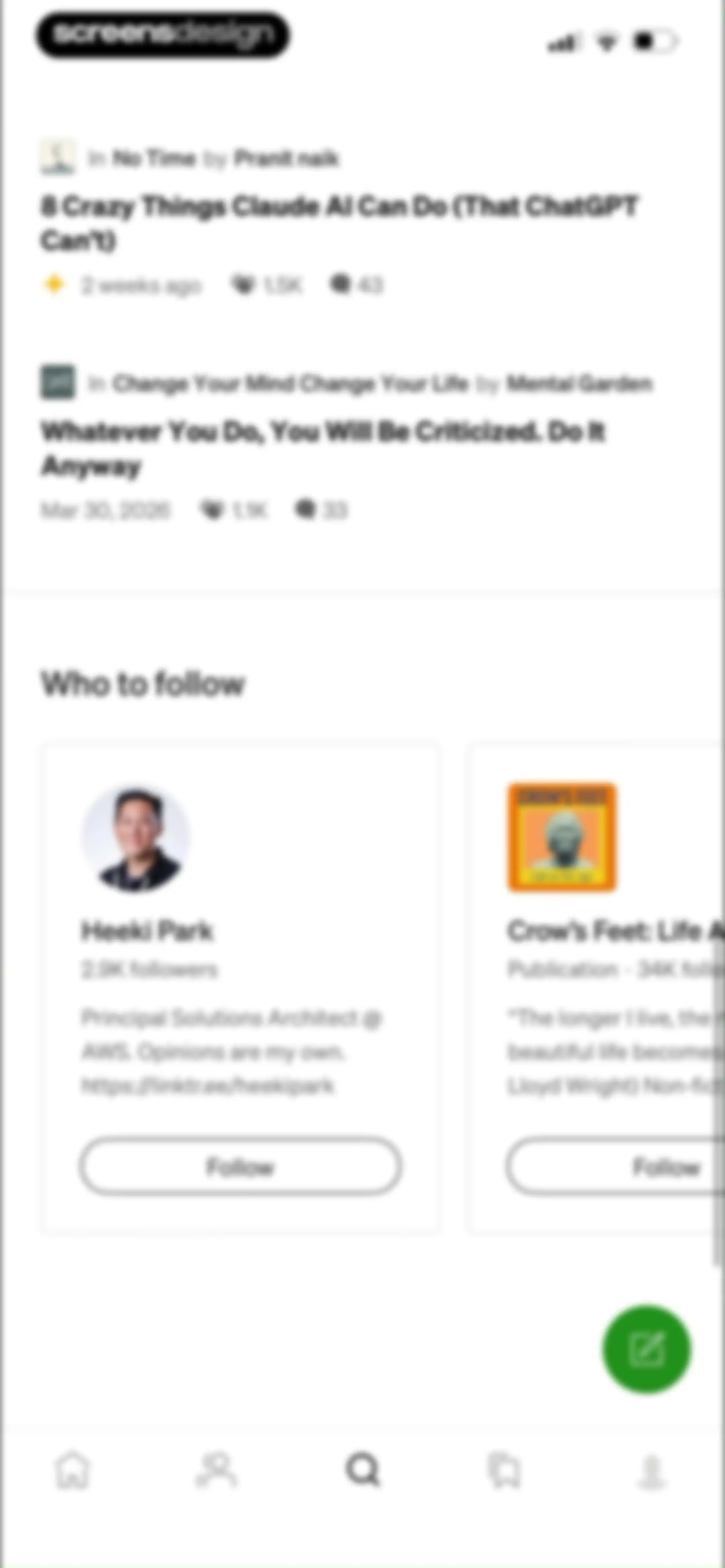 Medium: Read & Write Stories screen 93