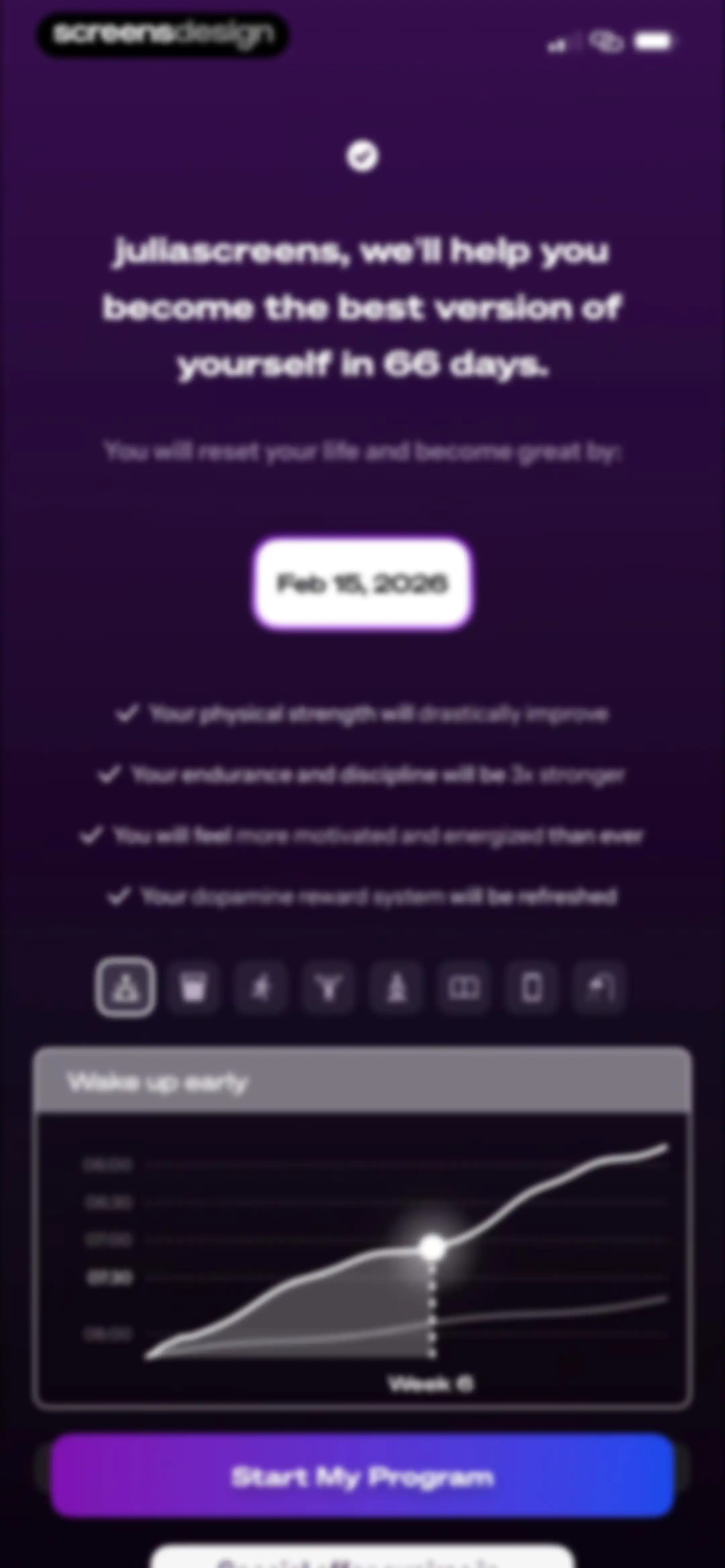 Life Reset: 66 Day Habit screen 100