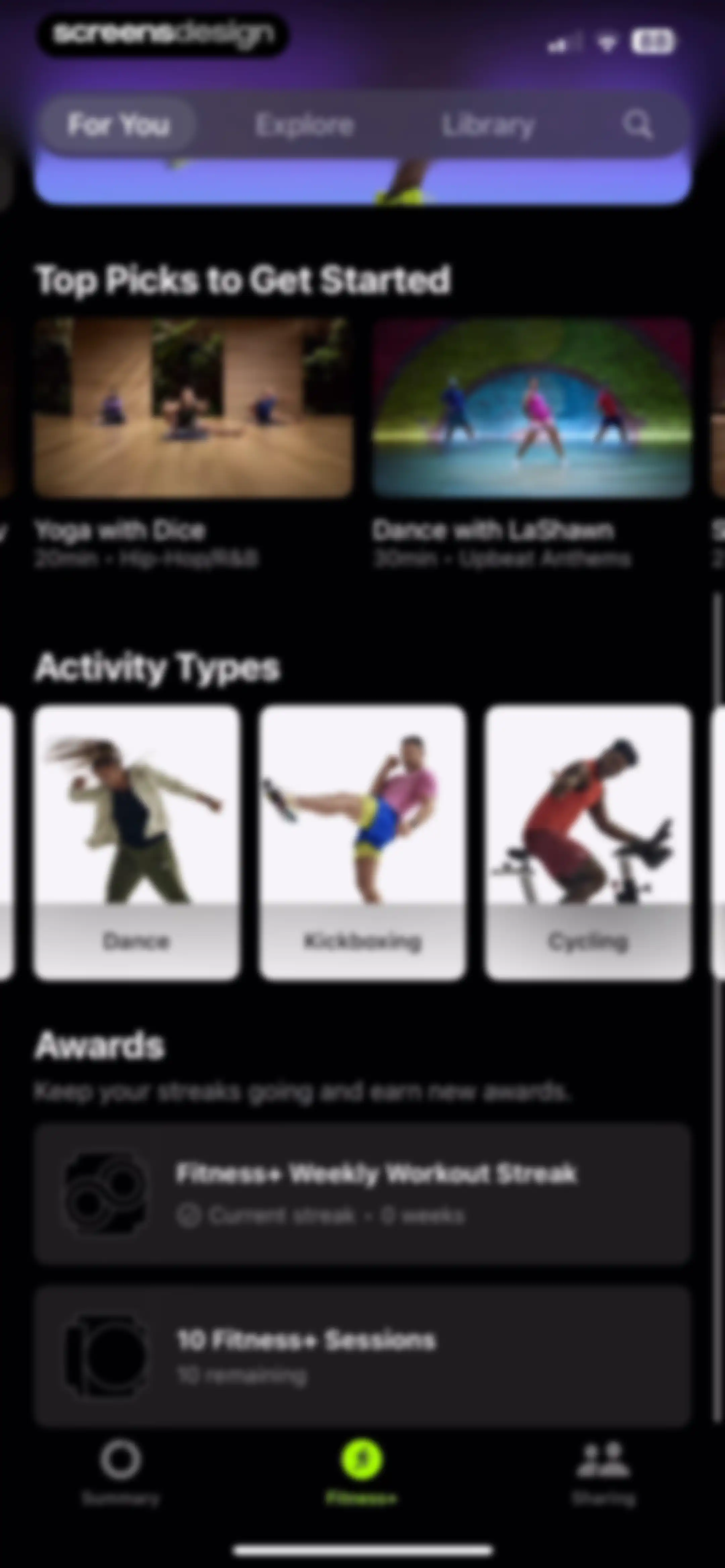 Apple Fitness screen 88