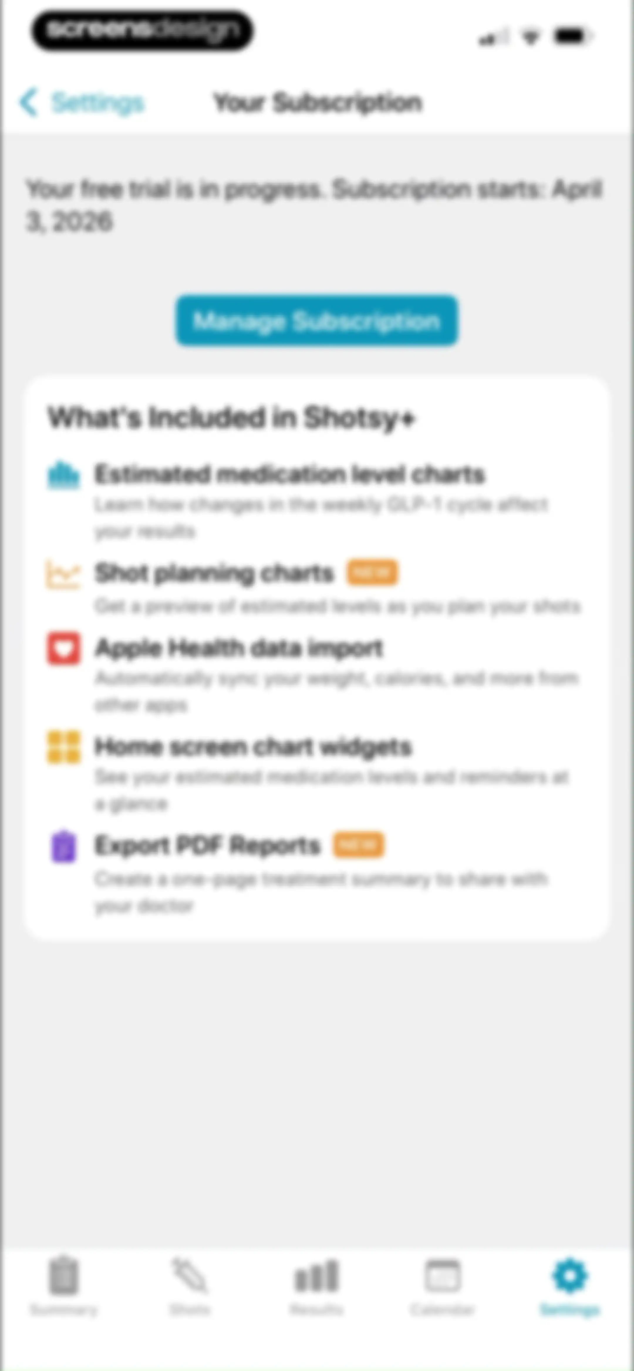 Shotsy GLP-1 Tracker screen 80