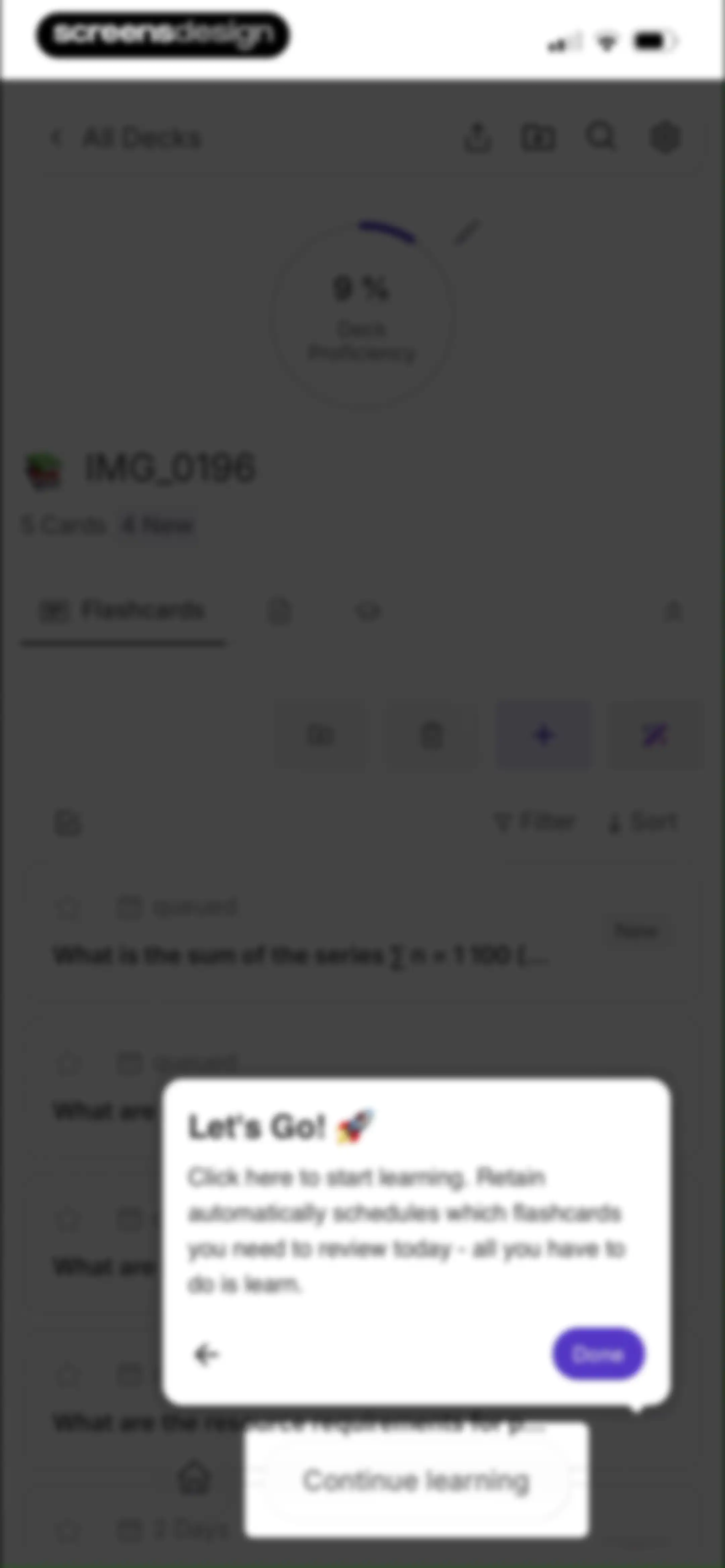 Retain Cards: AI Flashcards screen 70