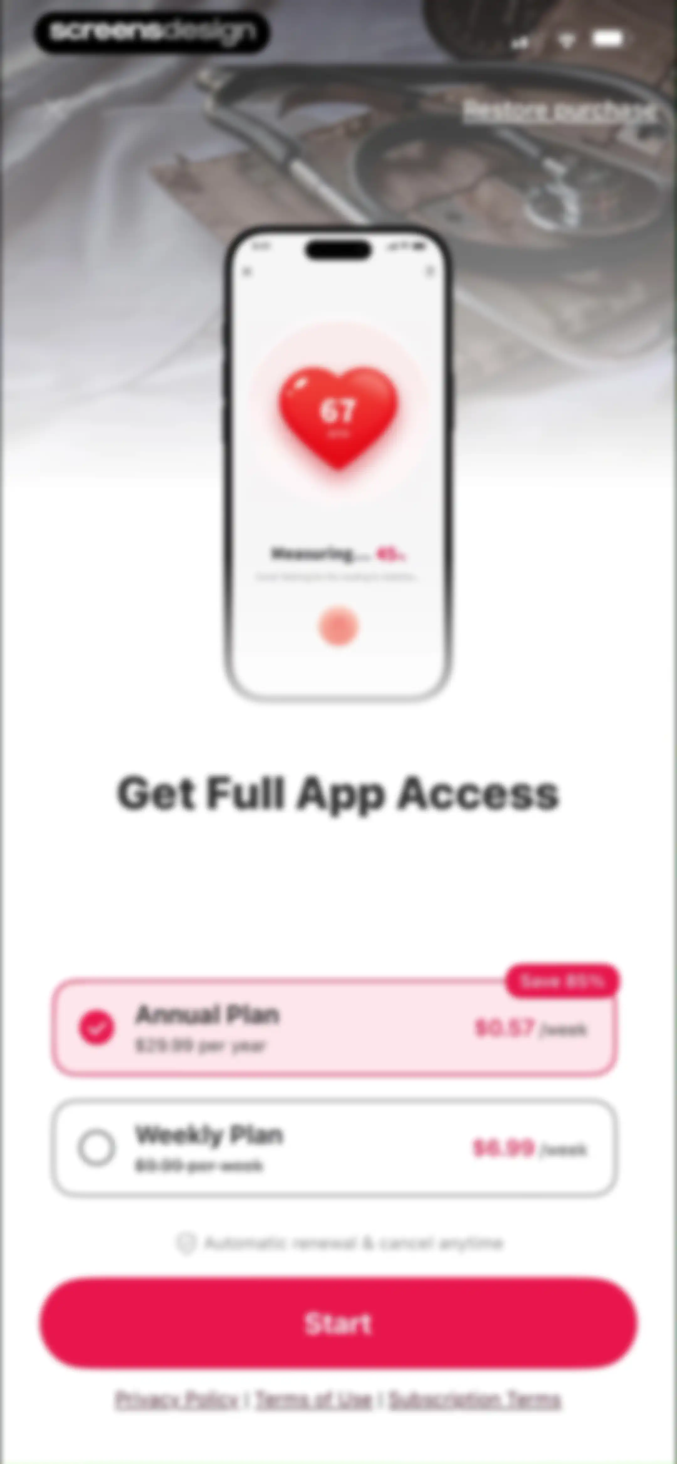 Health Tracker- HeartRate & BP screen 27
