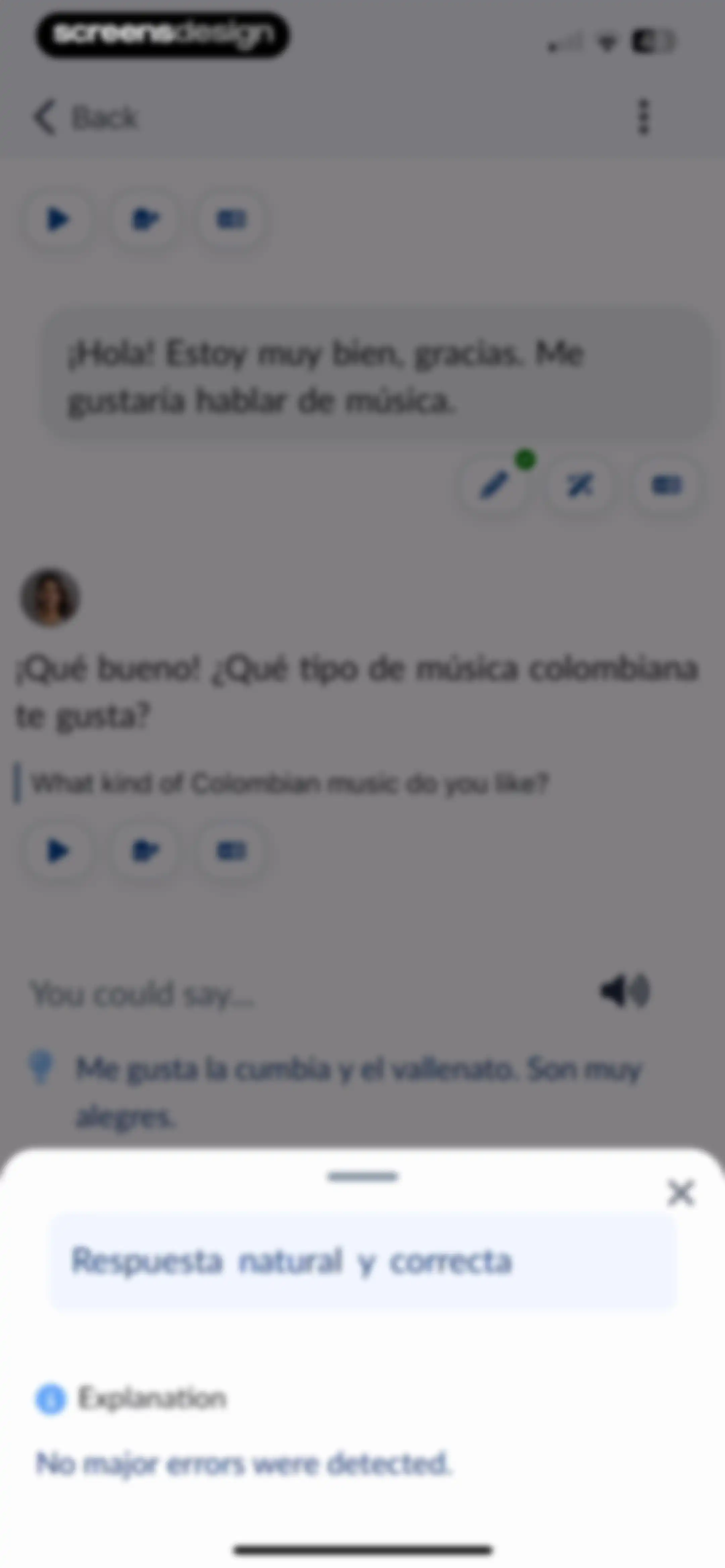 Langua: AI language learning screen 51