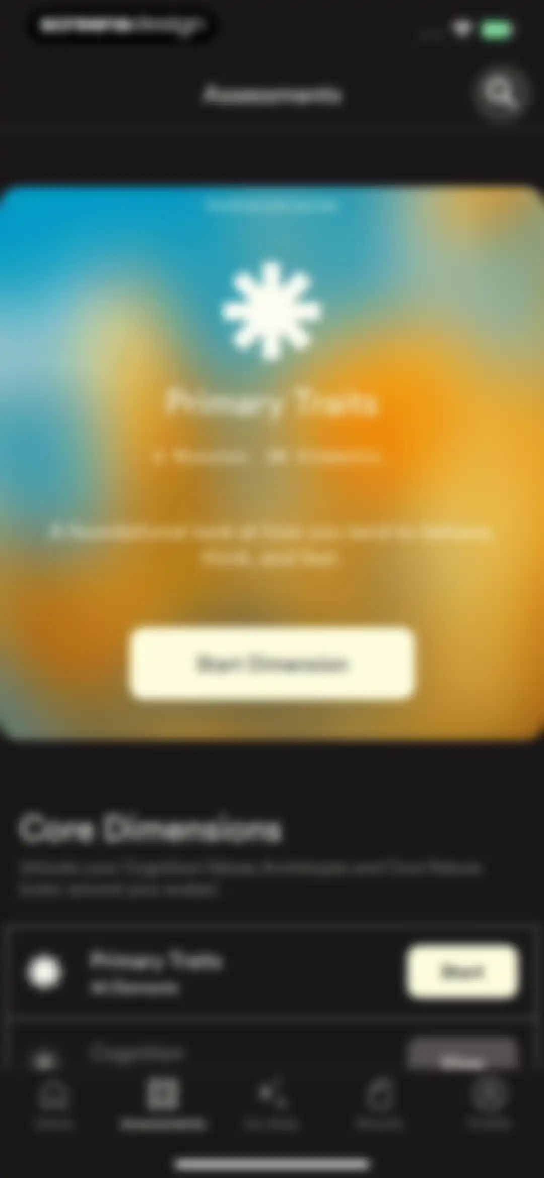 Dimensional: Personality Test screen 121