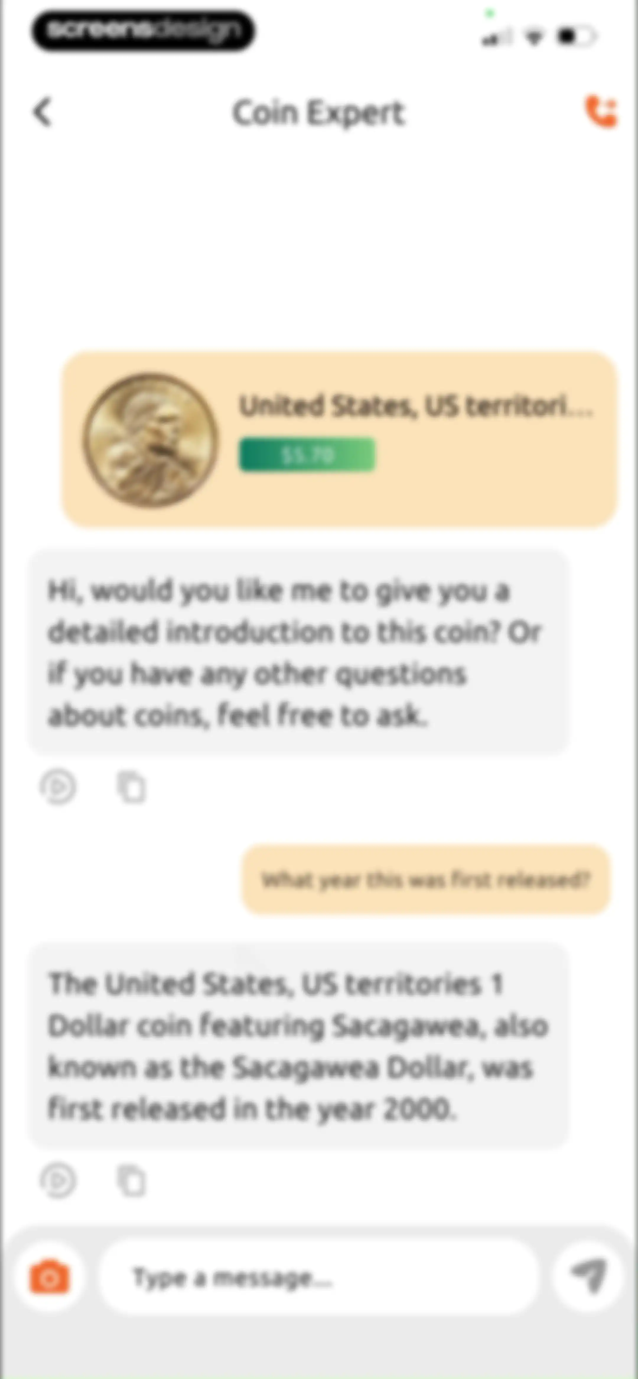 ChatCoin: Coin Identifier screen 31
