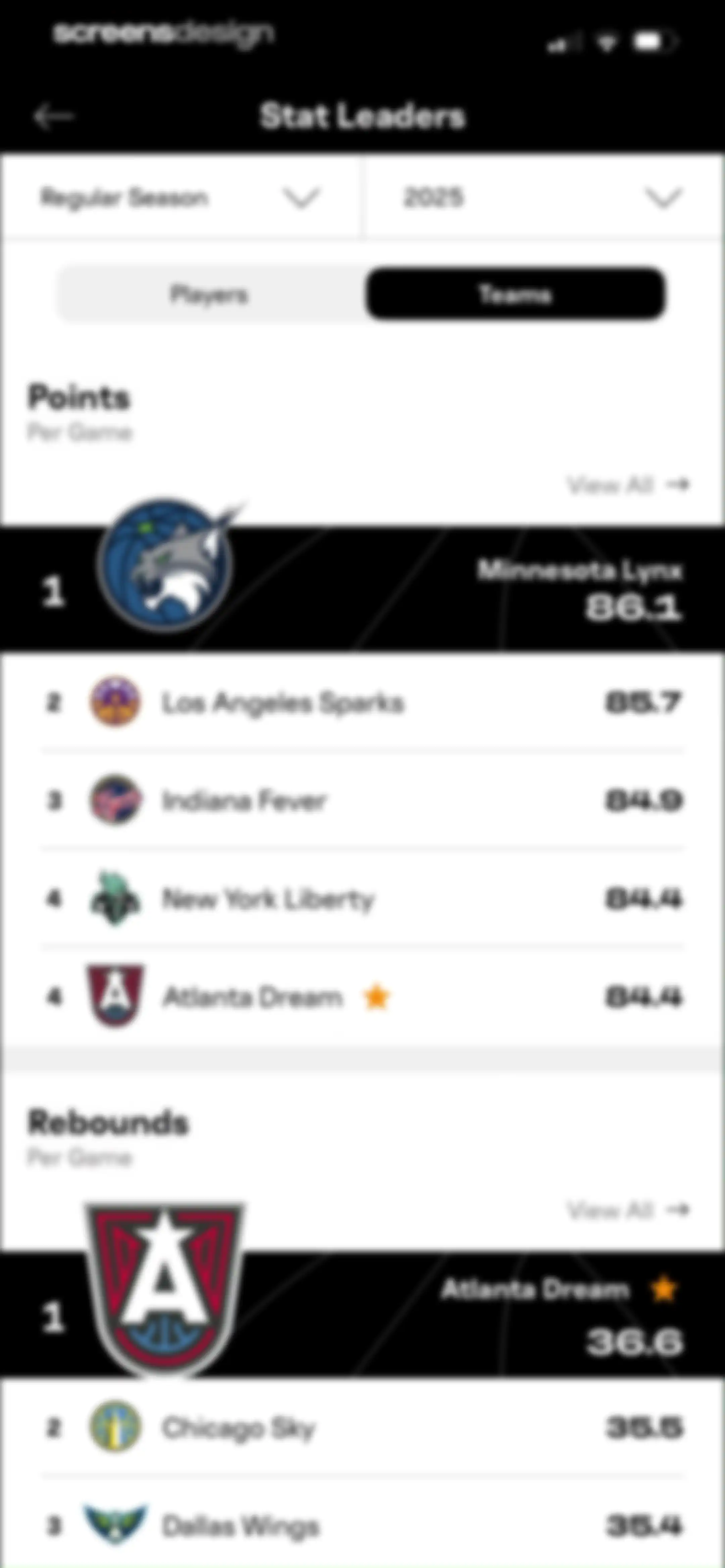 WNBA: Live Games & Scores screen 48